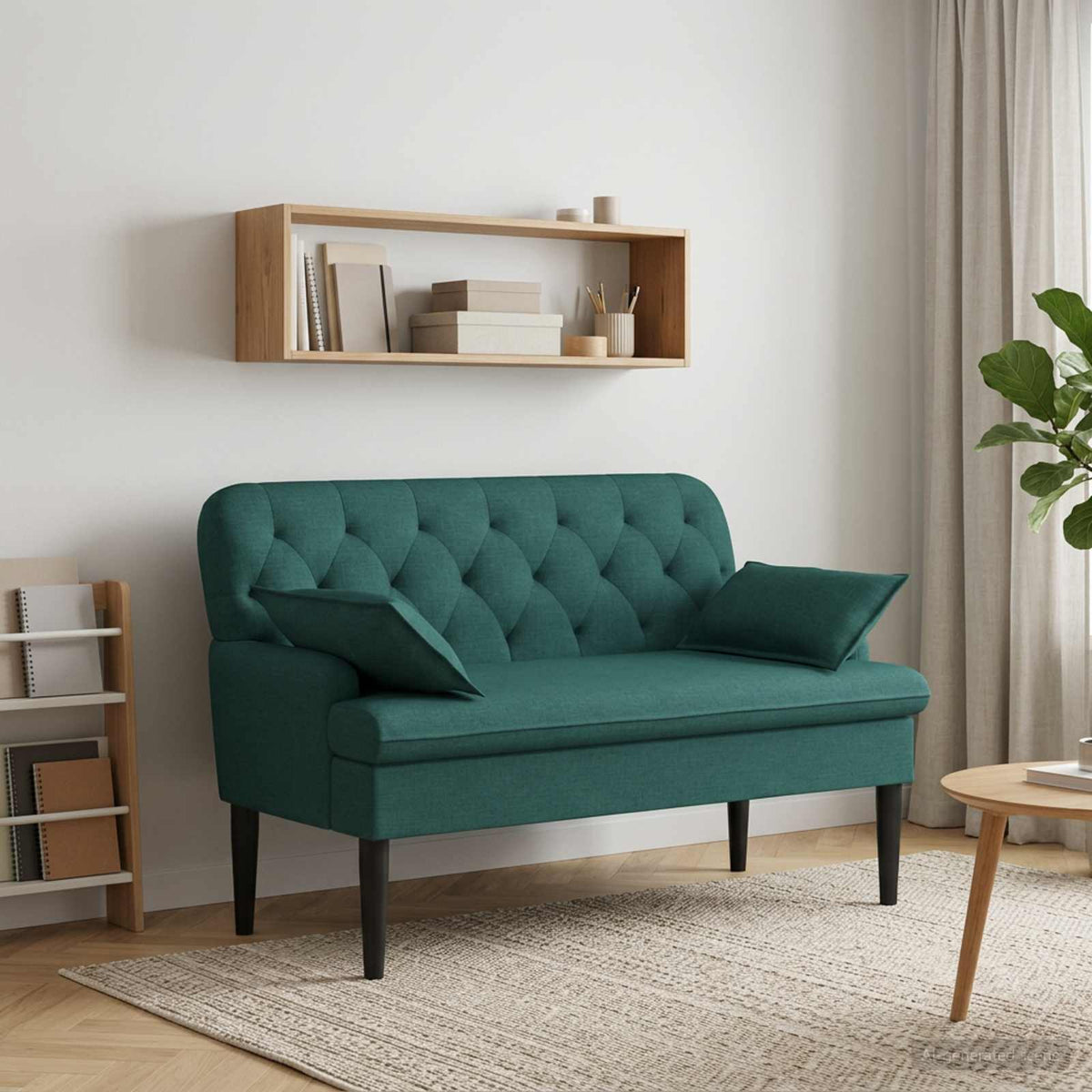 Loveseat med knapprapport Mörkgrön 111 x 68 x 80 cm Tyg