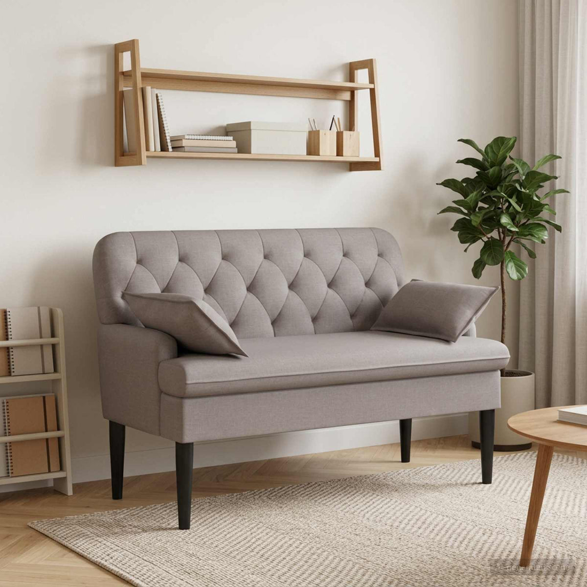 Loveseat med knapprapport Taupe 111 x 68 x 80 cm Tyg