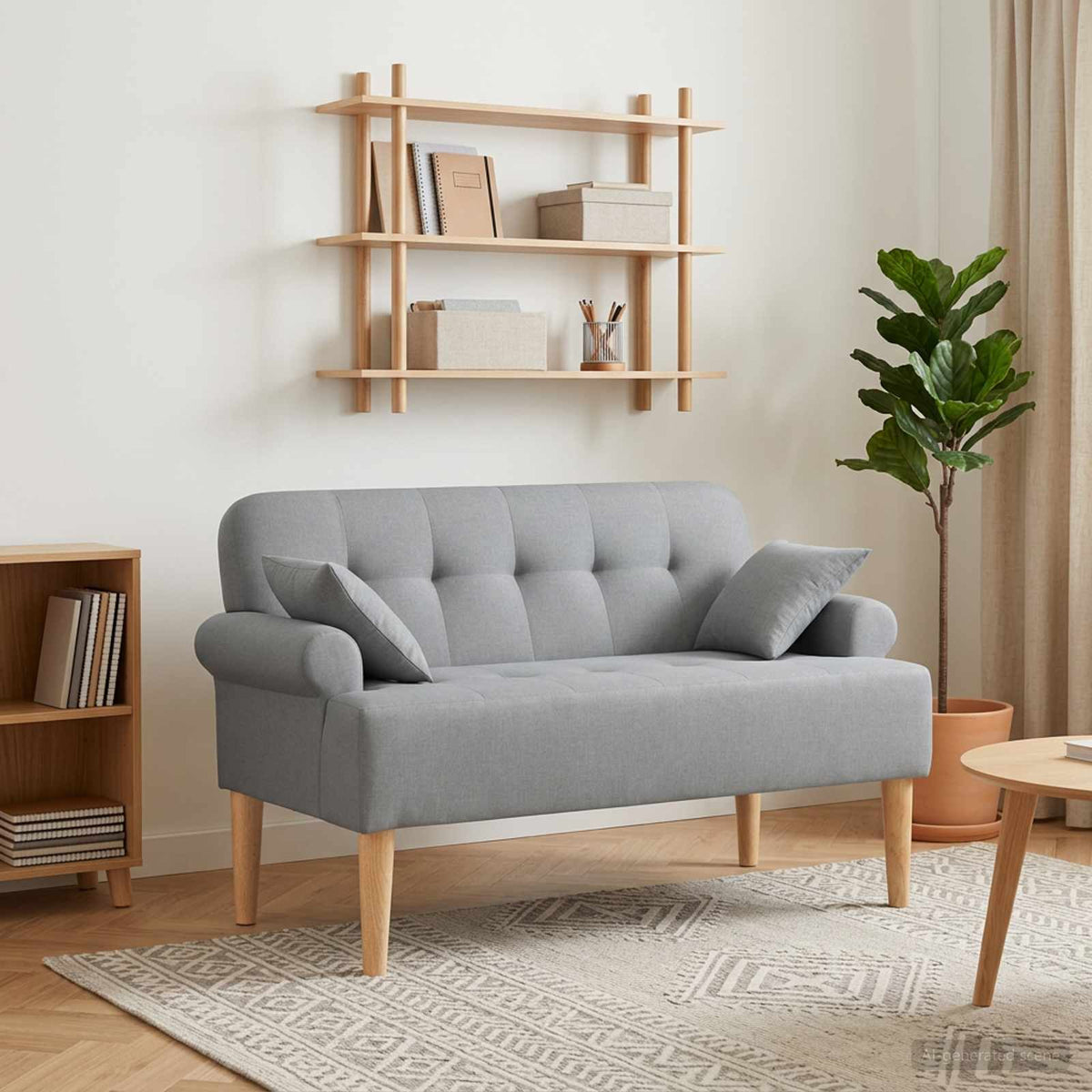 Loveseat med knapprapport Ljusgrå 120 x 65 x 79 cm Tyg