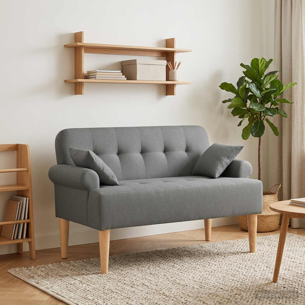 Loveseat med knapprapport Mörkgrå 120 x 65 x 79 cm Tyg