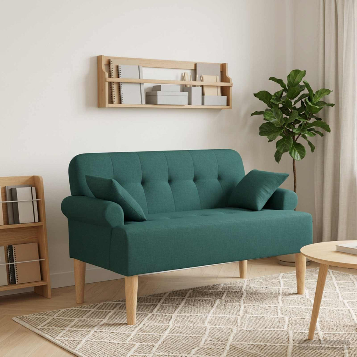 Loveseat med knapprapport Mörkgrön 120 x 65 x 79 cm Tyg