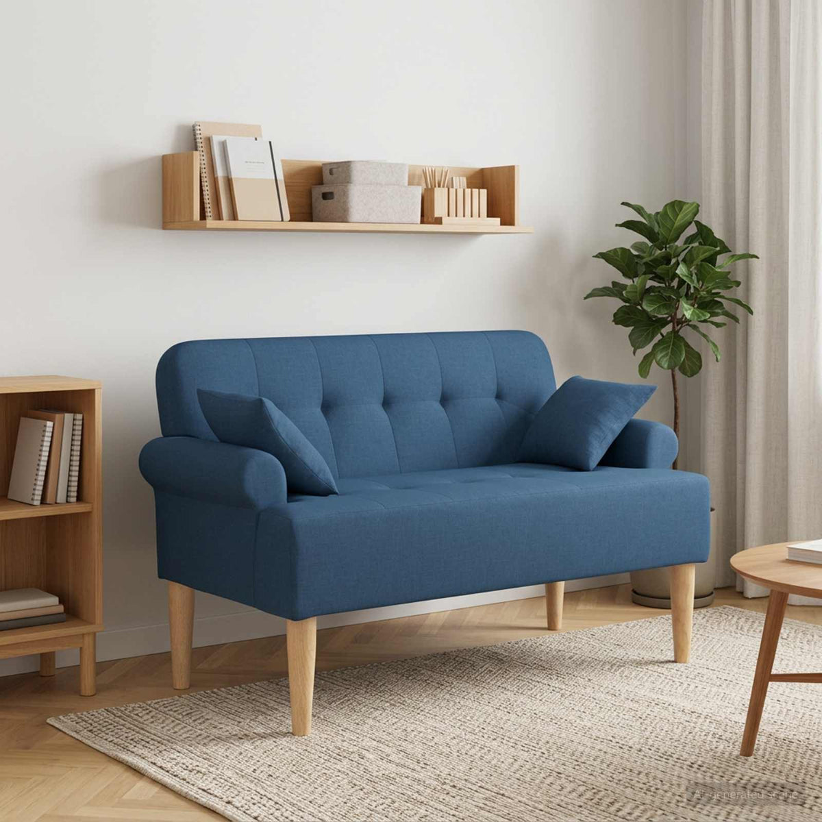 Loveseat med knapprapport Blå 120 x 65 x 79 cm Tyg