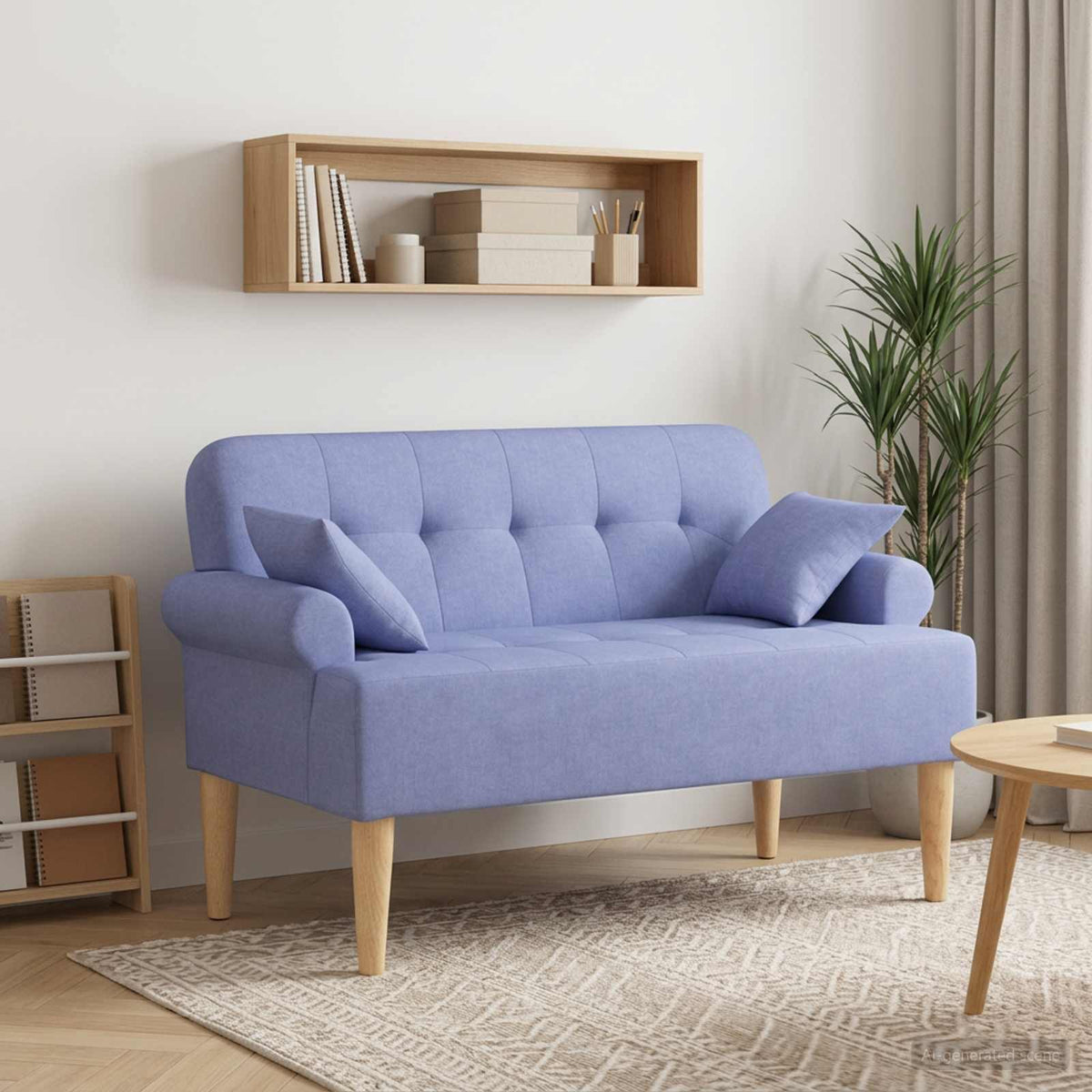 Loveseat med knapprapport Jeansblå 120 x 65 x 79 cm Tyg