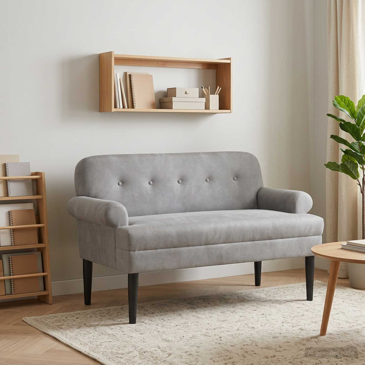 Loveseat med knapprapport Ljusgrå 120 x 66 x 78 cm Sammet