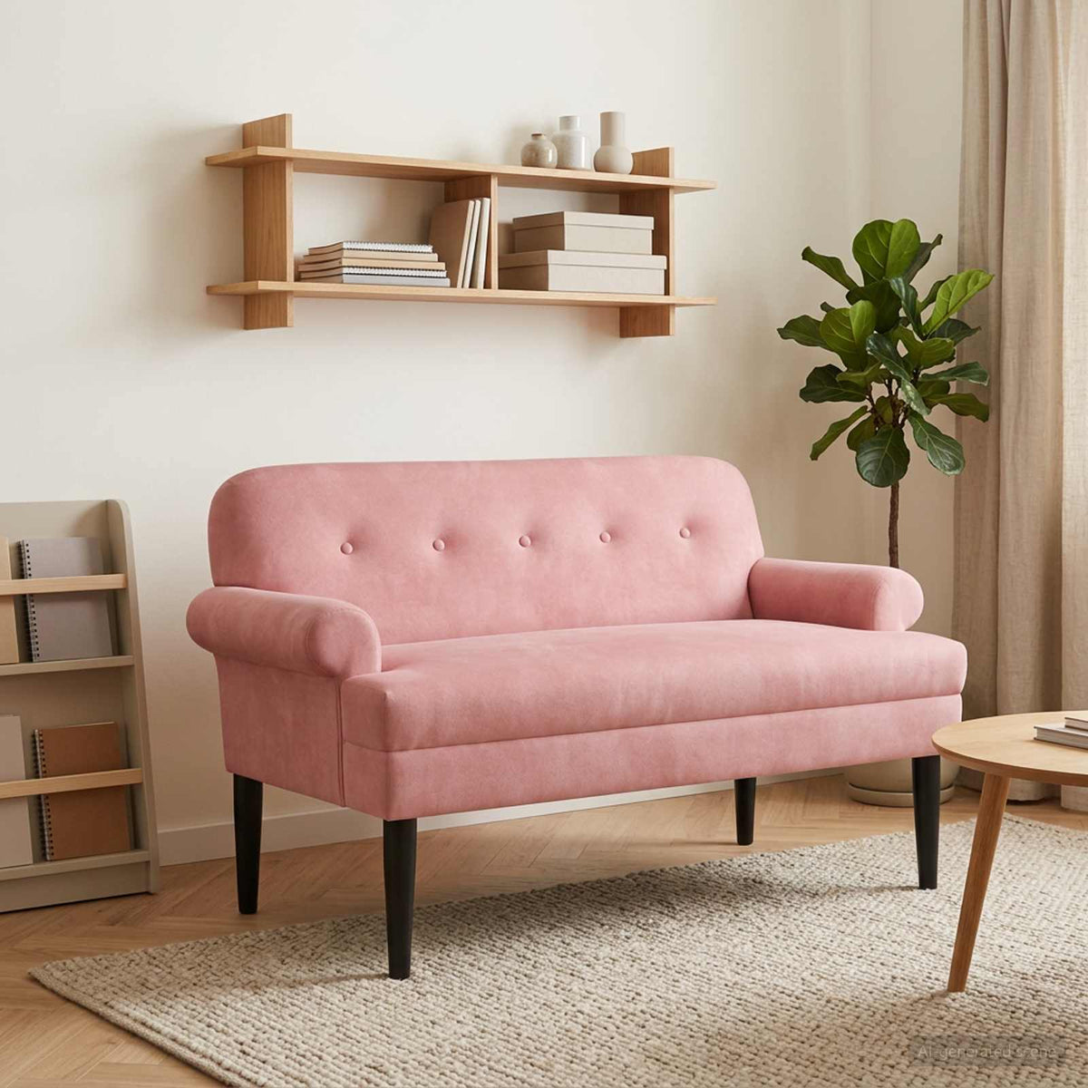 Loveseat med knapprapport Rosa 120 x 66 x 78 cm Sammet