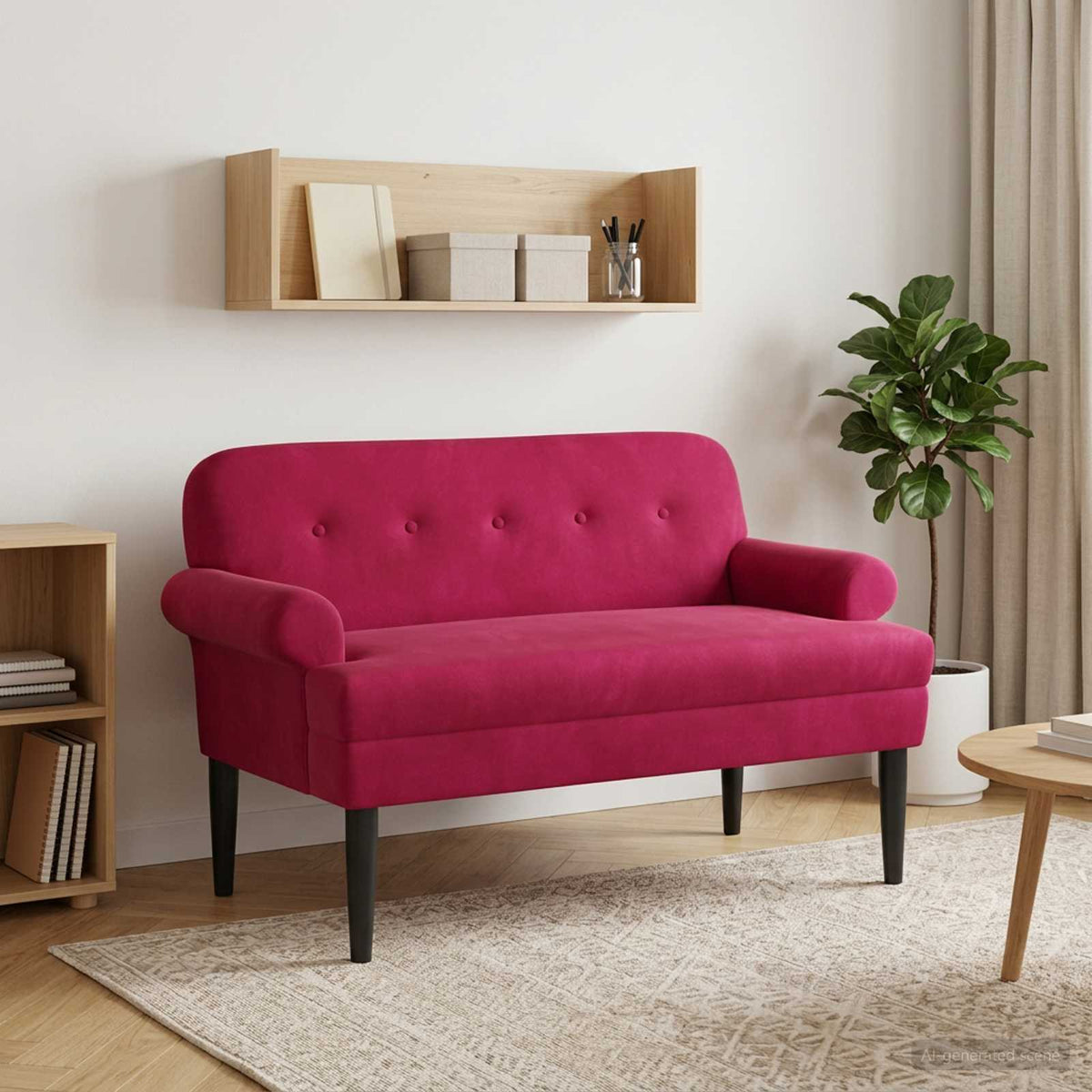 Loveseat med knapprapport Vinröd 120 x 66 x 78 cm Sammet