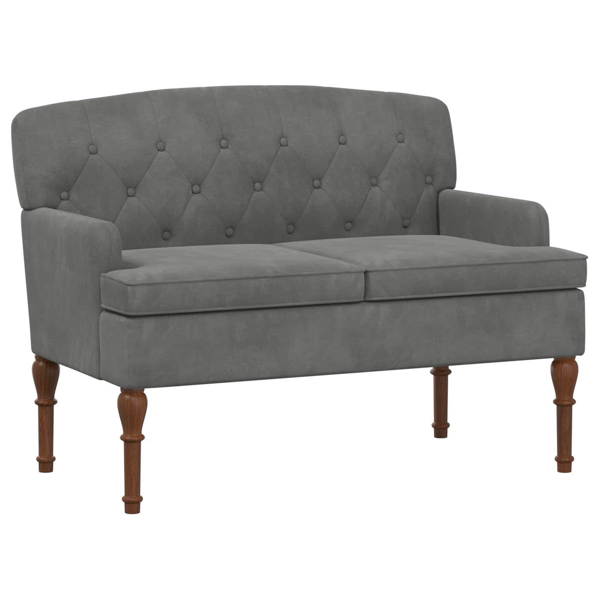 Loveseat med knapprapport Mörkgrå 111 x 65 x 79 cm Sammet