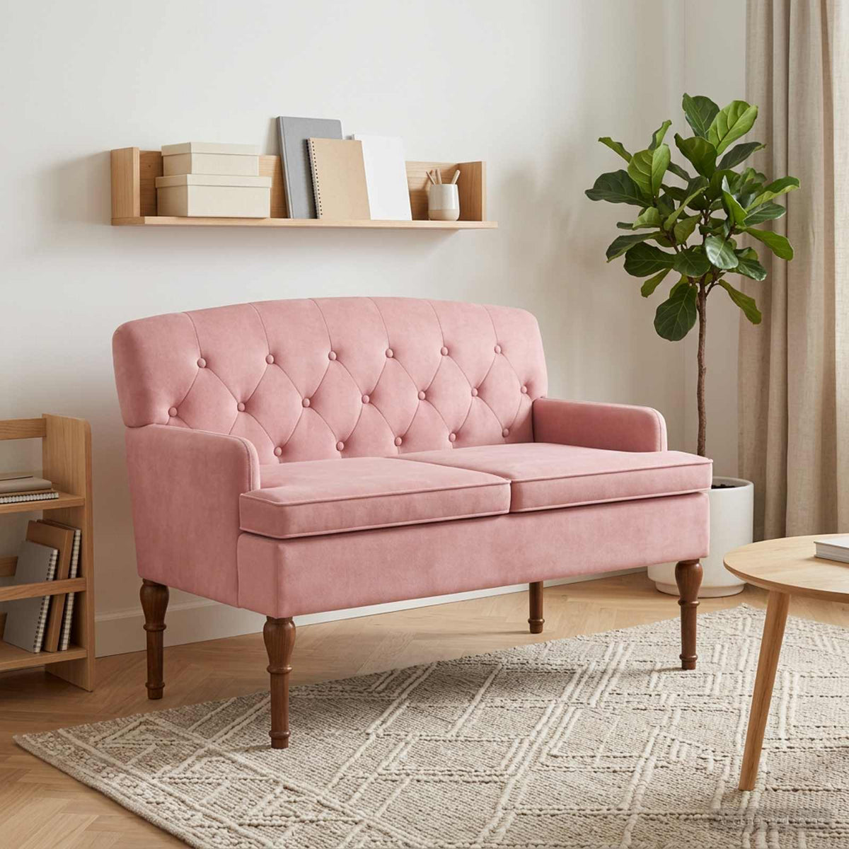 Loveseat med knapprapport Rosa 111 x 65 x 79 cm Sammet