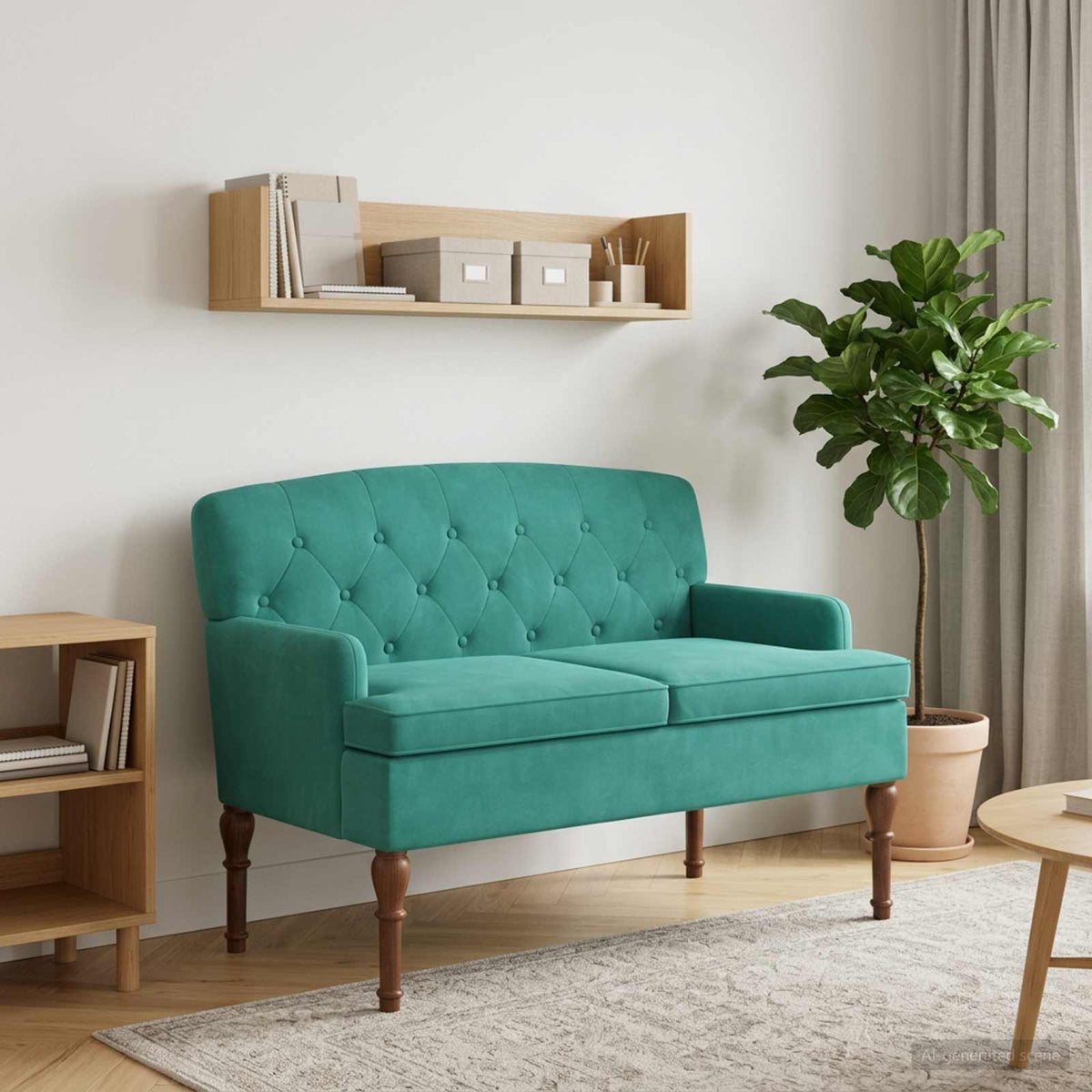 Loveseat med knapprapport Turkos 111 x 65 x 79 cm Sammet