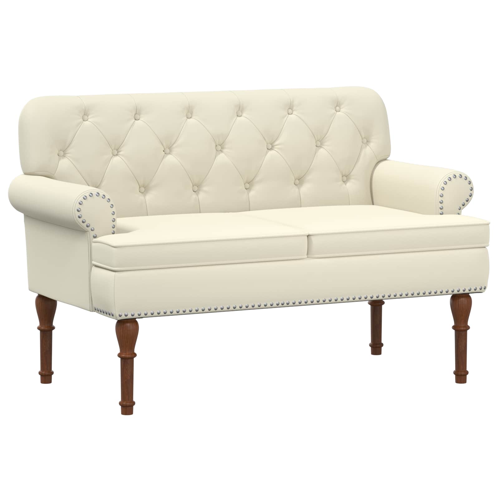 Loveseat med knapprapport Gräddvit 120 x 65 x 77 cm Konstläder