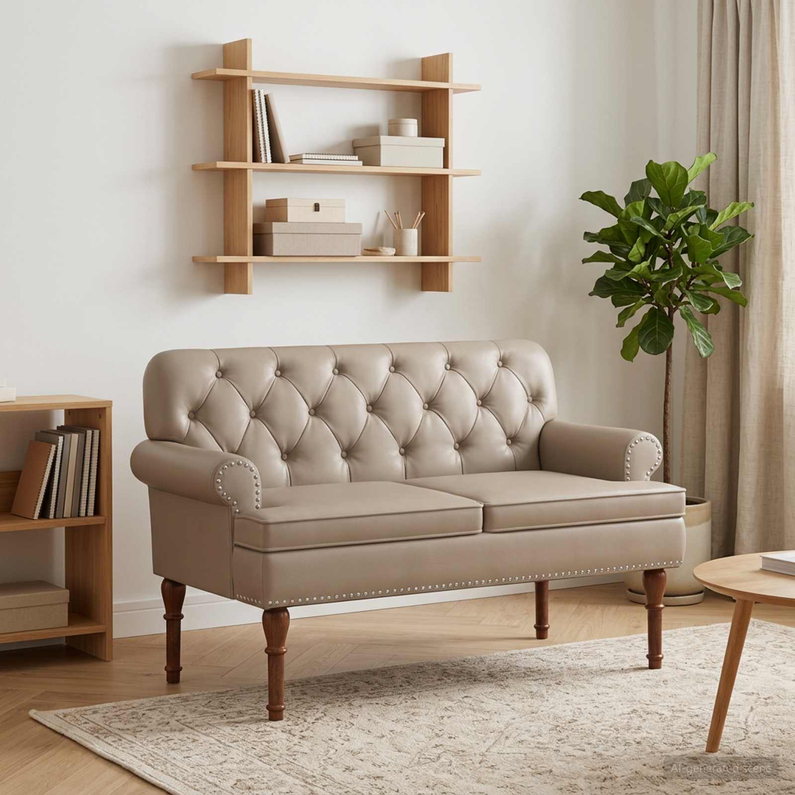 Loveseat med knapprapport Cappuccino 120 x 65 x 77 cm