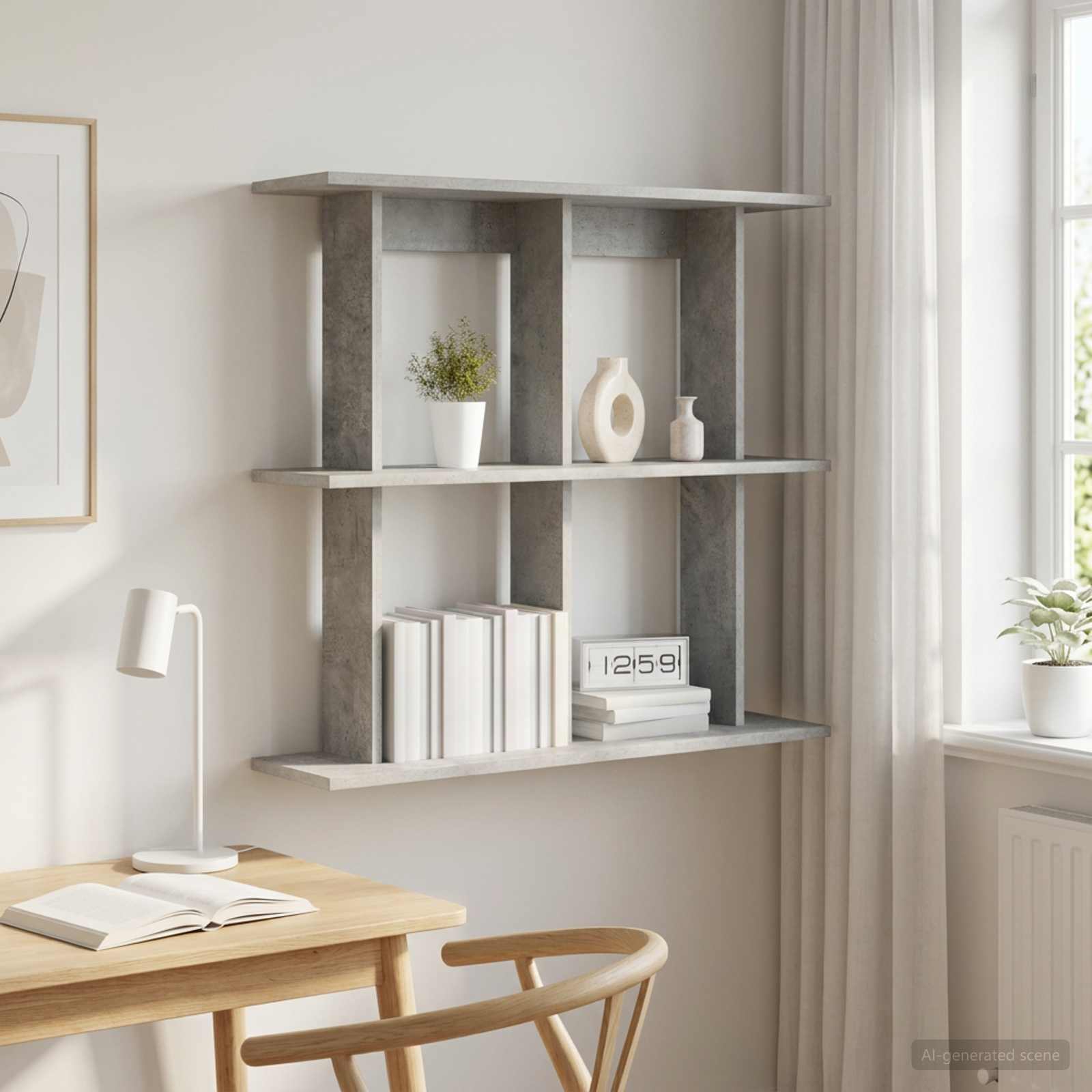 Vägg hylla Väggmonterat Betonggrå 80 x 20 x 75 cm