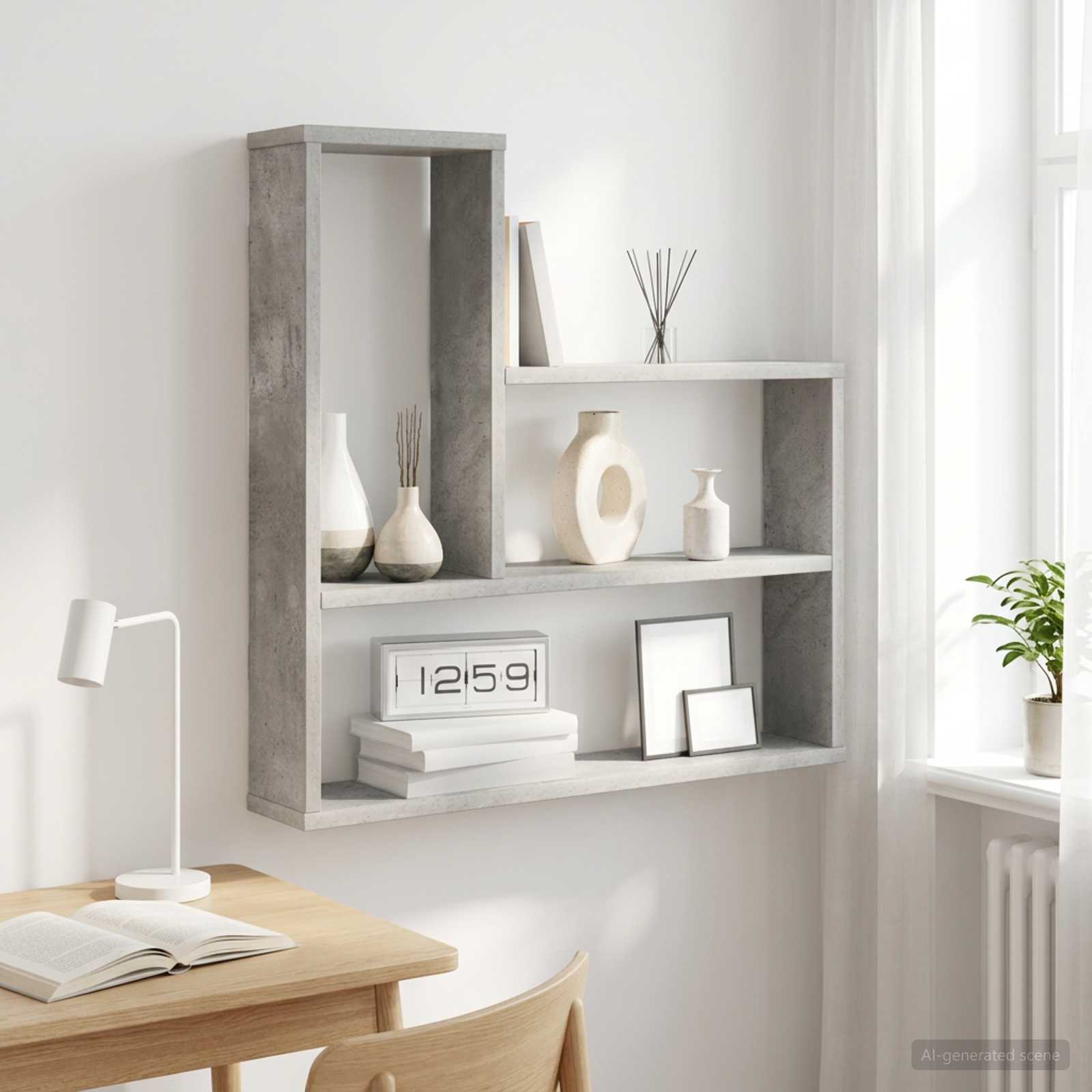 Vägg hylla Betonggrå 60 x 11 x 60 cm Konstruerat trä