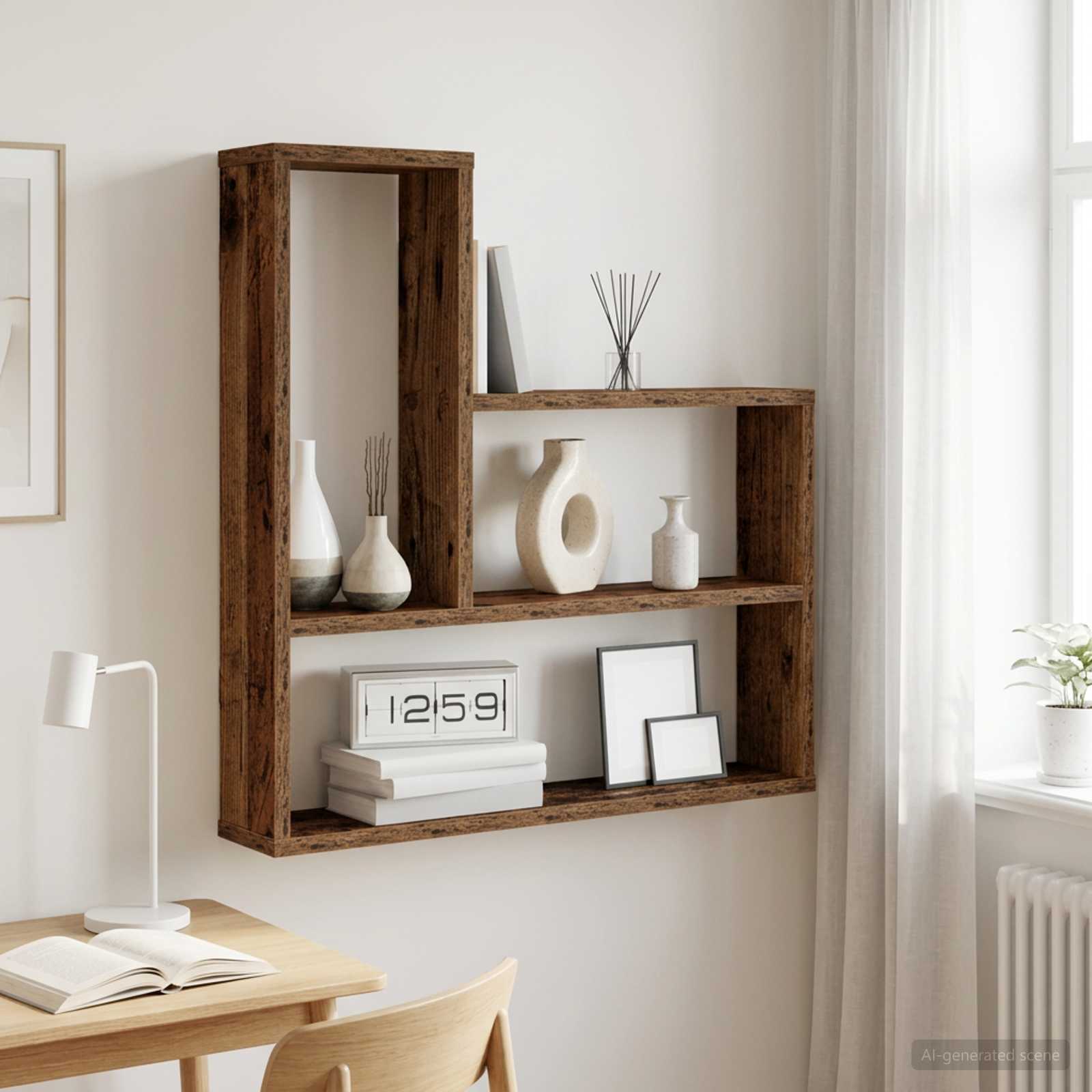 Vägg hylla Gammalt trä 60 x 11 x 60 cm Konstruerat trä
