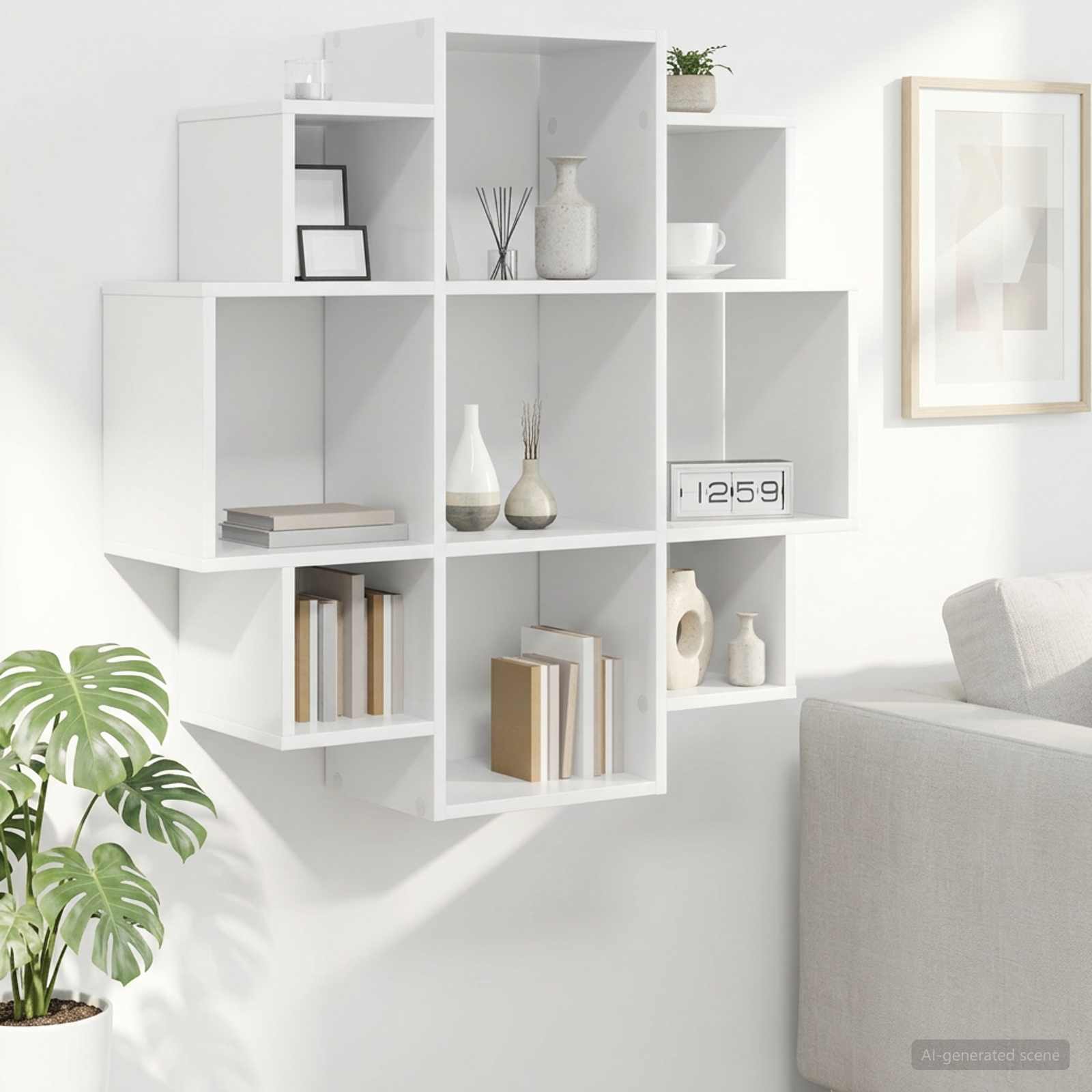 Vägg hylla Vit 90 x 25 x 90 cm Konstruerat trä