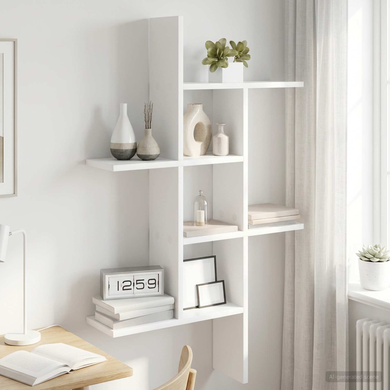 Vägg hylla Vit 61 x 15 x 102 cm Konstruerat trä