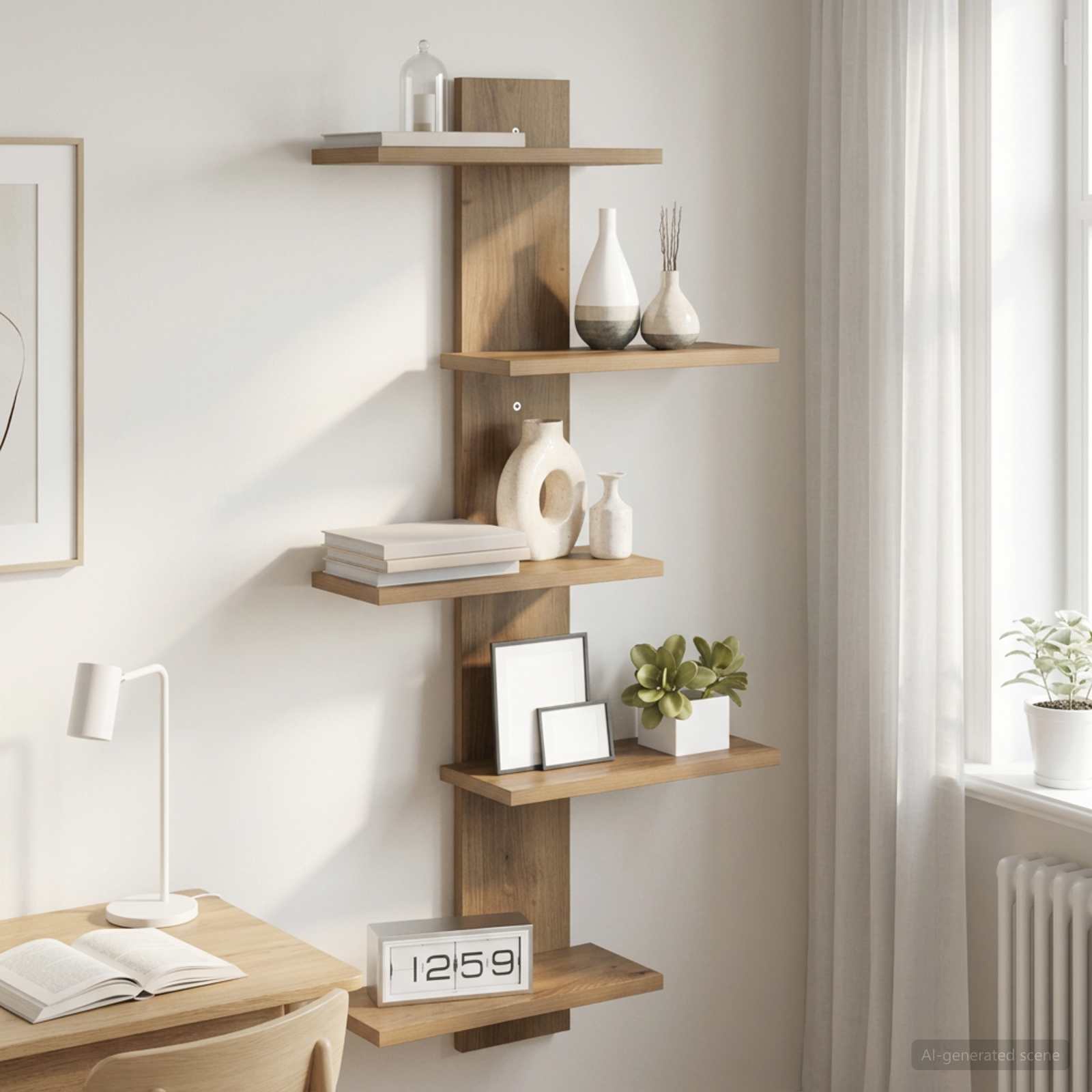 Väggflytande Hylla Artisan-ek 48,5 x 15 x 101 cm