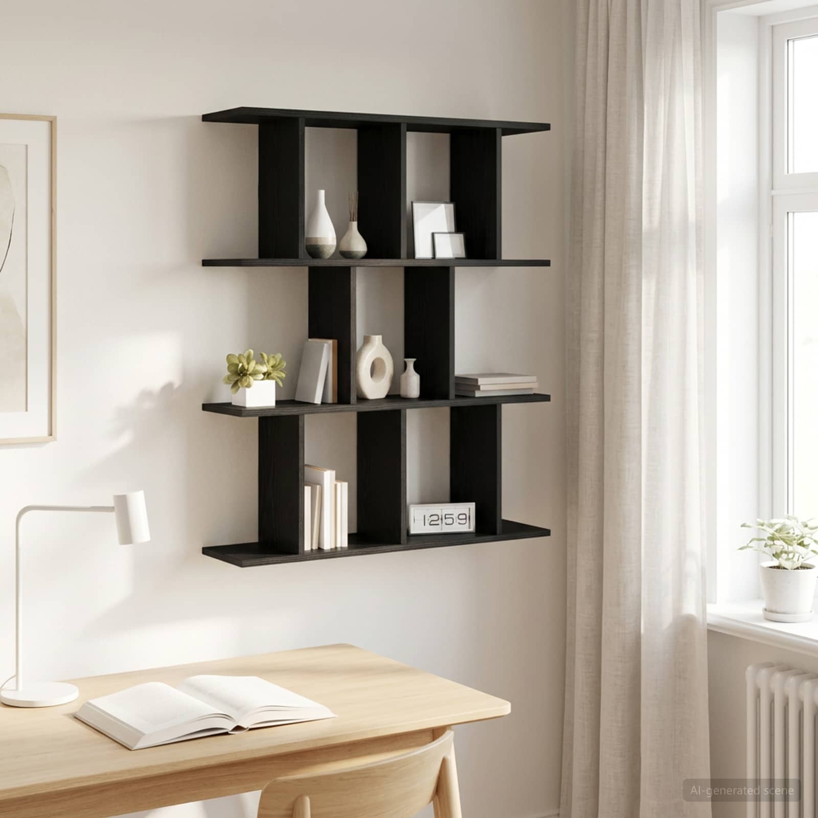 Vägg hylla Svart ek 80 x 20 x 96 cm Konstruerat trä