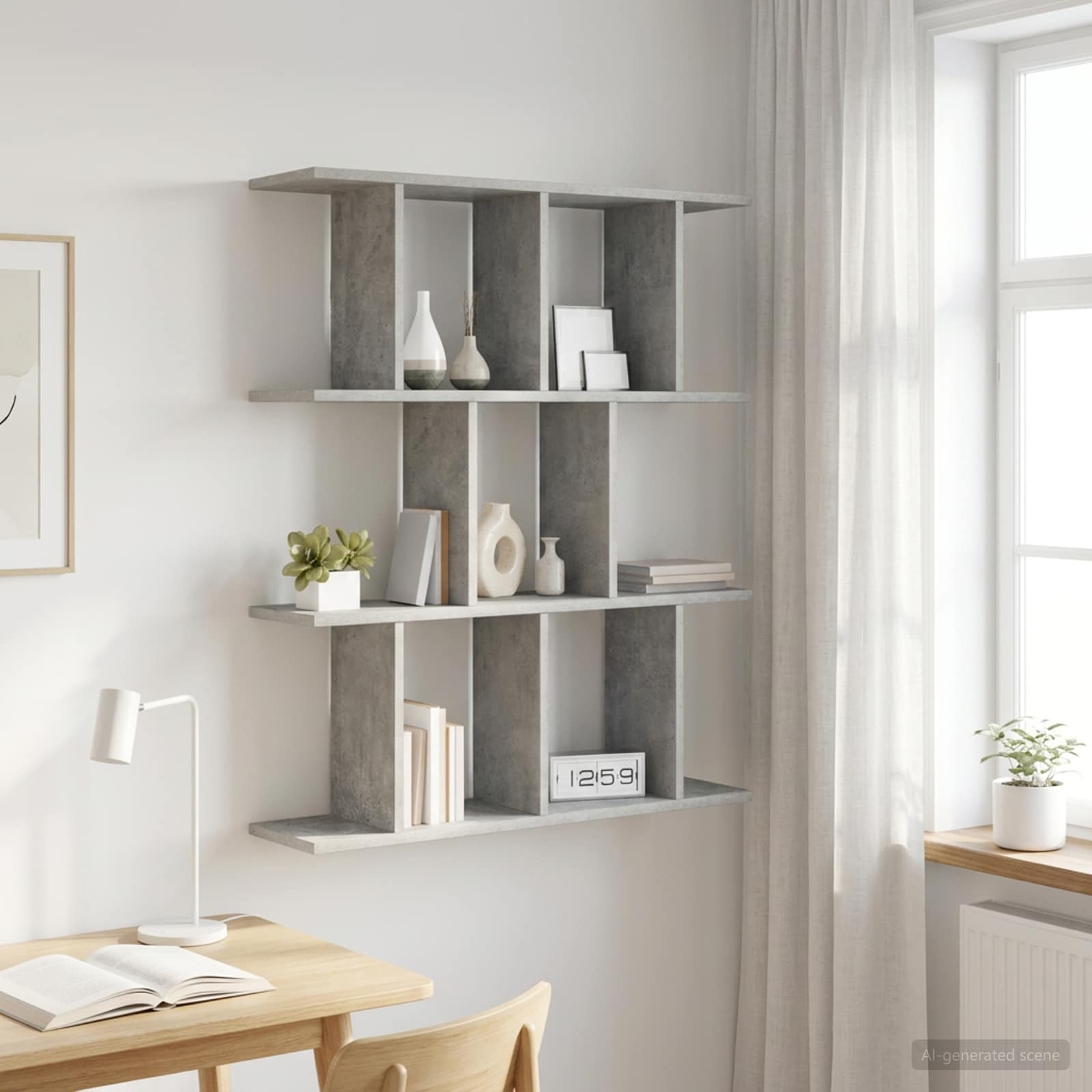 Vägg hylla Betonggrå 80 x 20 x 96 cm Konstruerat trä