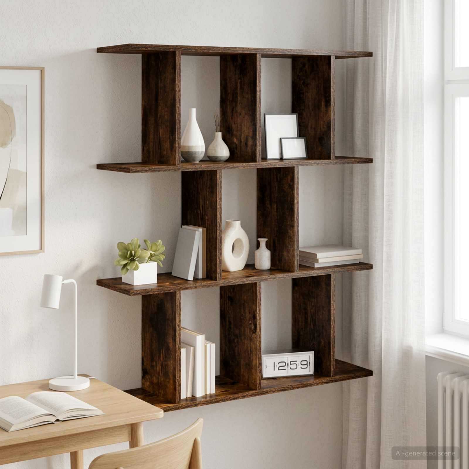Vägg hylla Rökt ek 80 x 20 x 96 cm Konstruerat trä