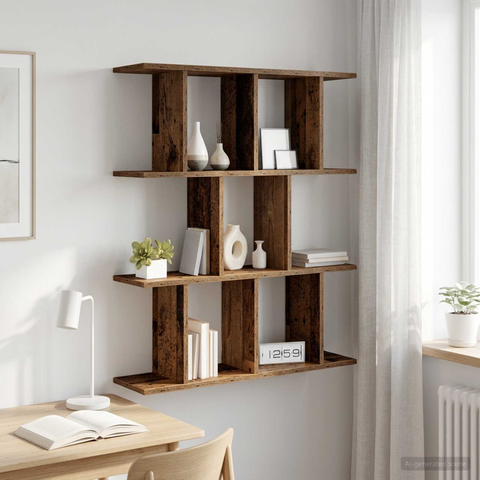 Vägg hylla Gammalt trä 102 x 20 x 96 cm Konstruerat trä