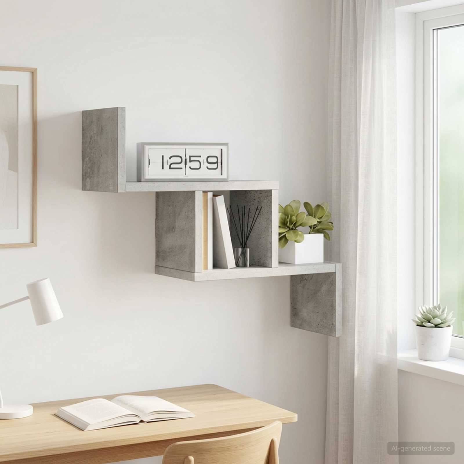 Vägg hylla Betonggrå 48 x 15 x 42 cm Konstruerat trä
