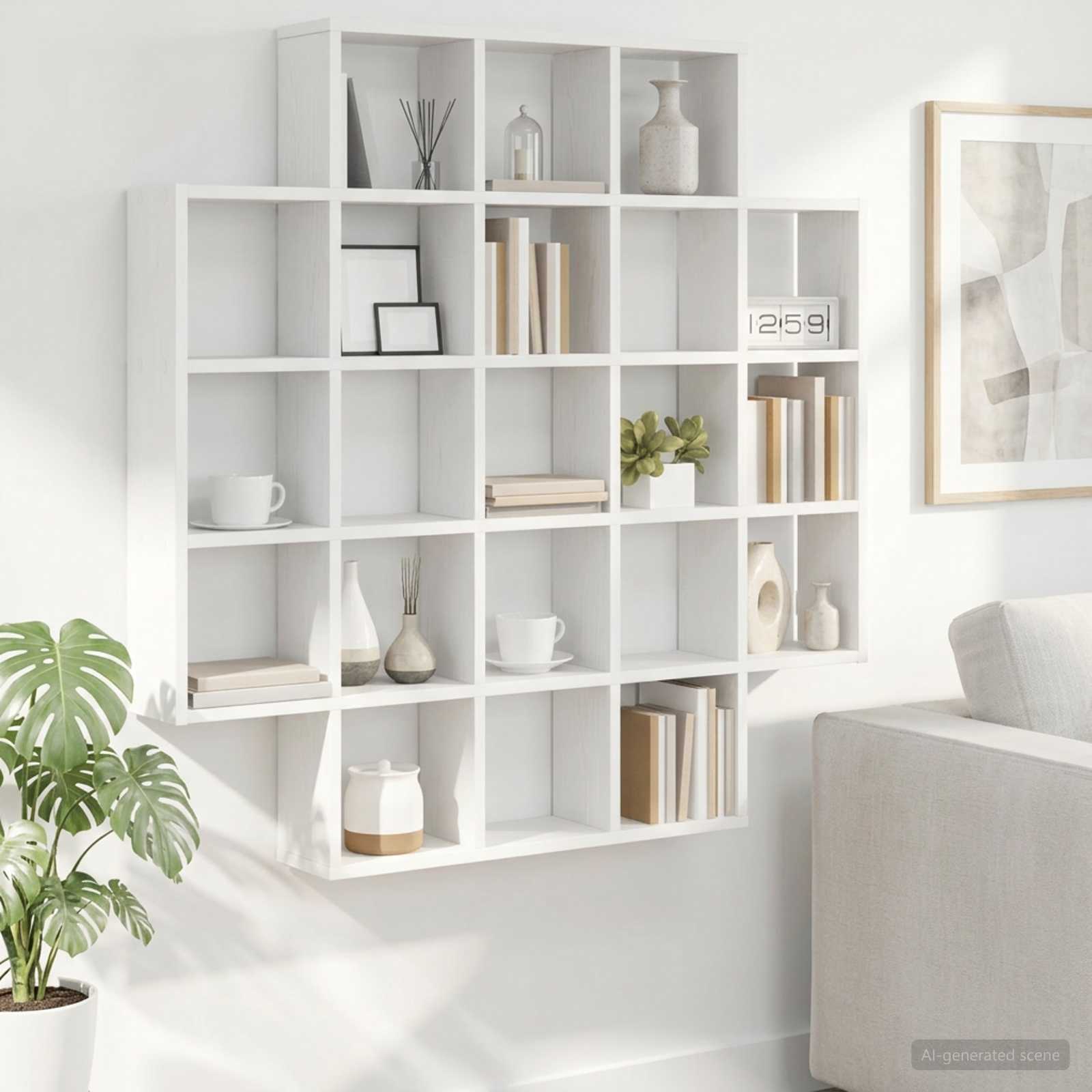 Vägg hylla Vit 100 x 13 x 100 cm Konstruerat trä