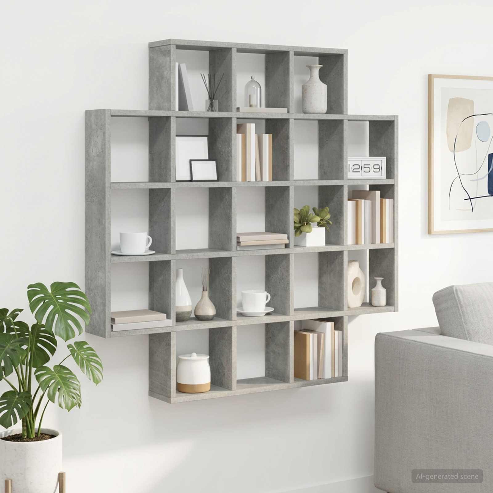 Vägg hylla Betonggrå 100 x 13 x 100 cm Konstruerat trä