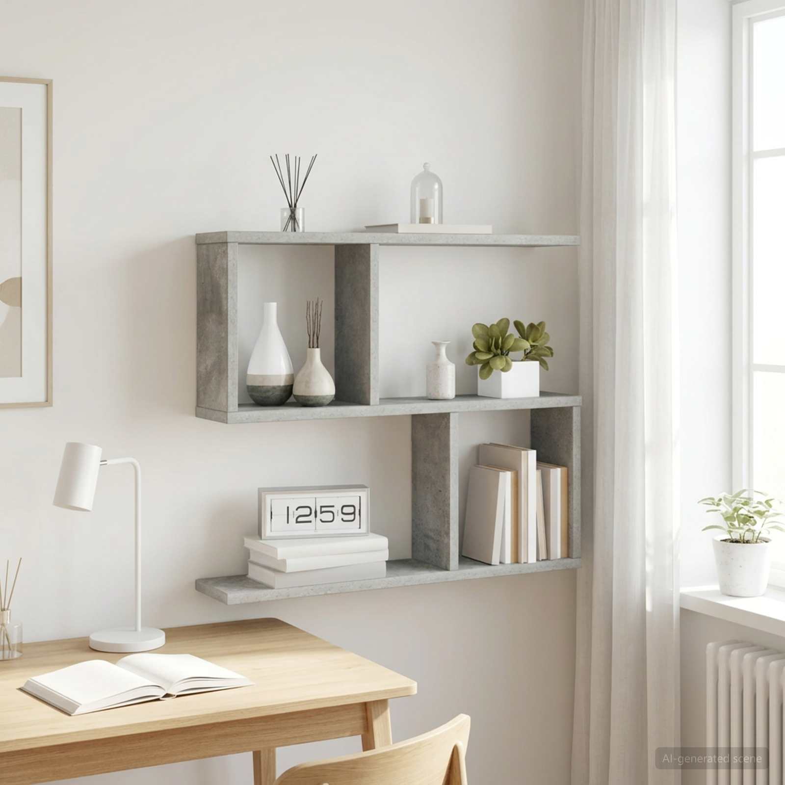 Vägg hylla Betonggrå 60 x 12 x 50,5 cm Konstruerat trä