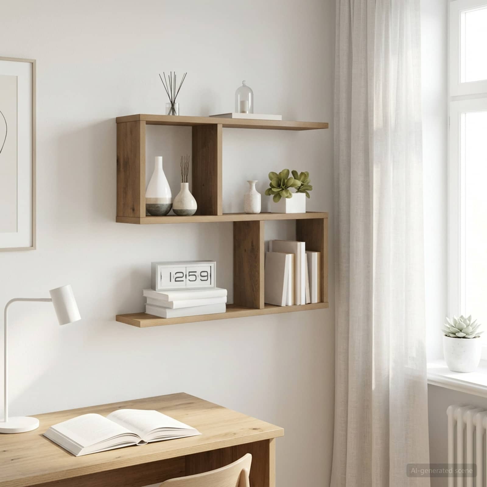 Vägg hylla Artisan-ek 60 x 12 x 50,5 cm Konstruerat trä