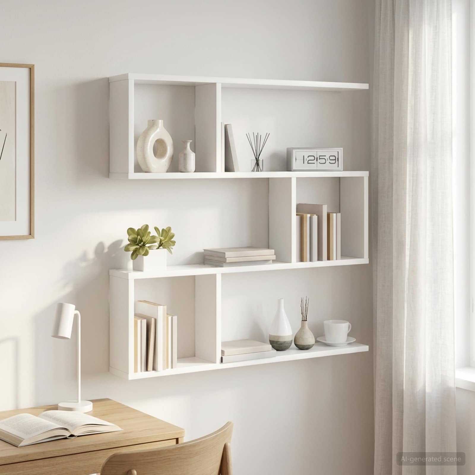 Vägg hylla Vit 80 x 12 x 79,5 cm Konstruerat trä