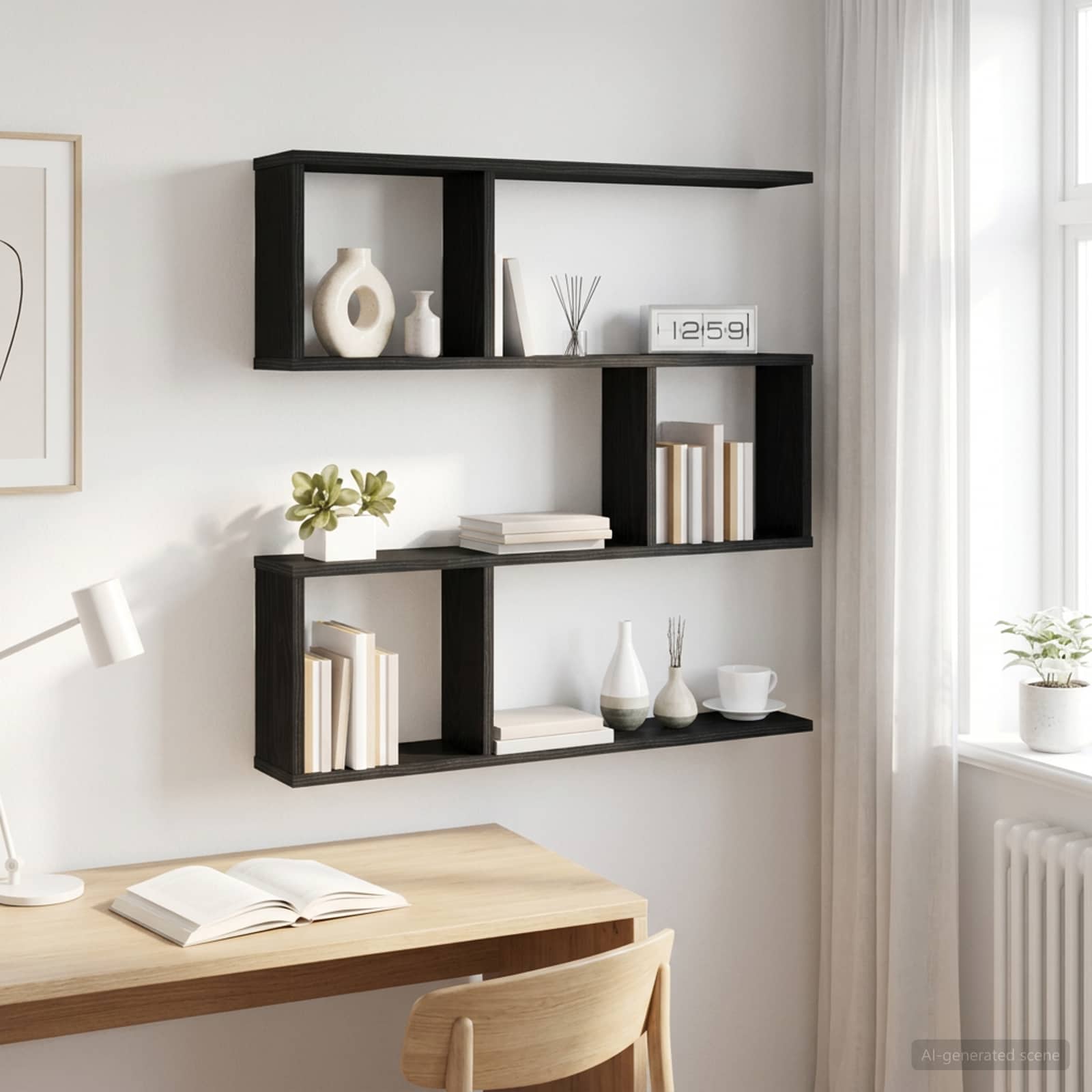 Vägg hylla Svart ek 80 x 12 x 79,5 cm Konstruerat trä