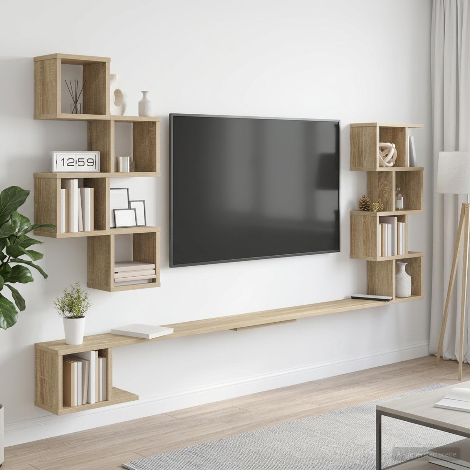 Väggmonterad TV-hylla Sonoma-ek 160 x 15 x 94 cm