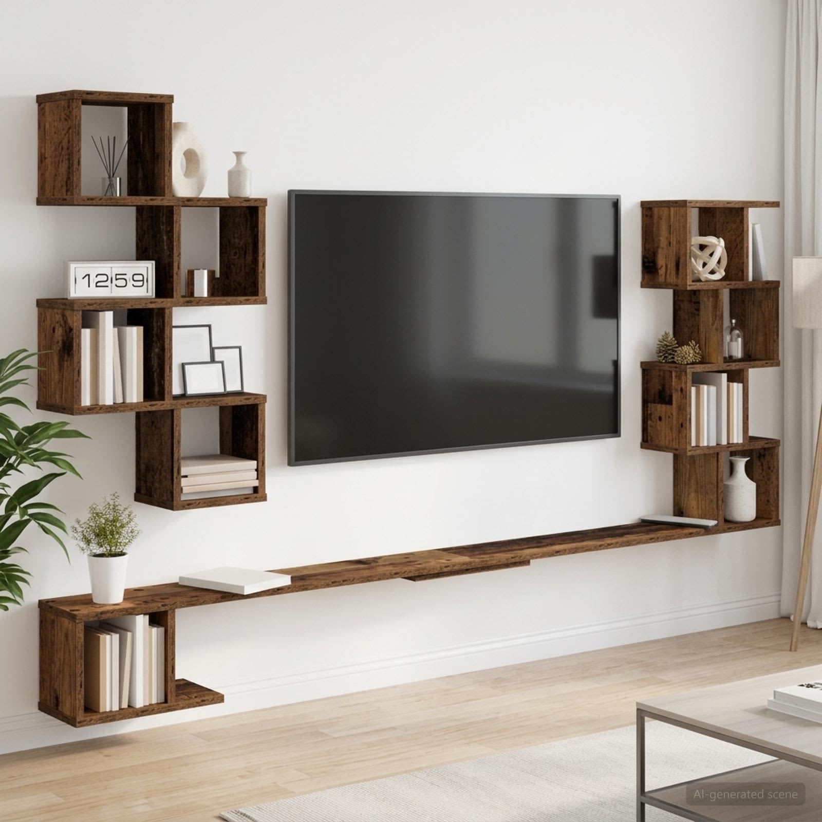 Väggmonterad TV-hylla Gammalt trä 160 x 15 x 94 cm