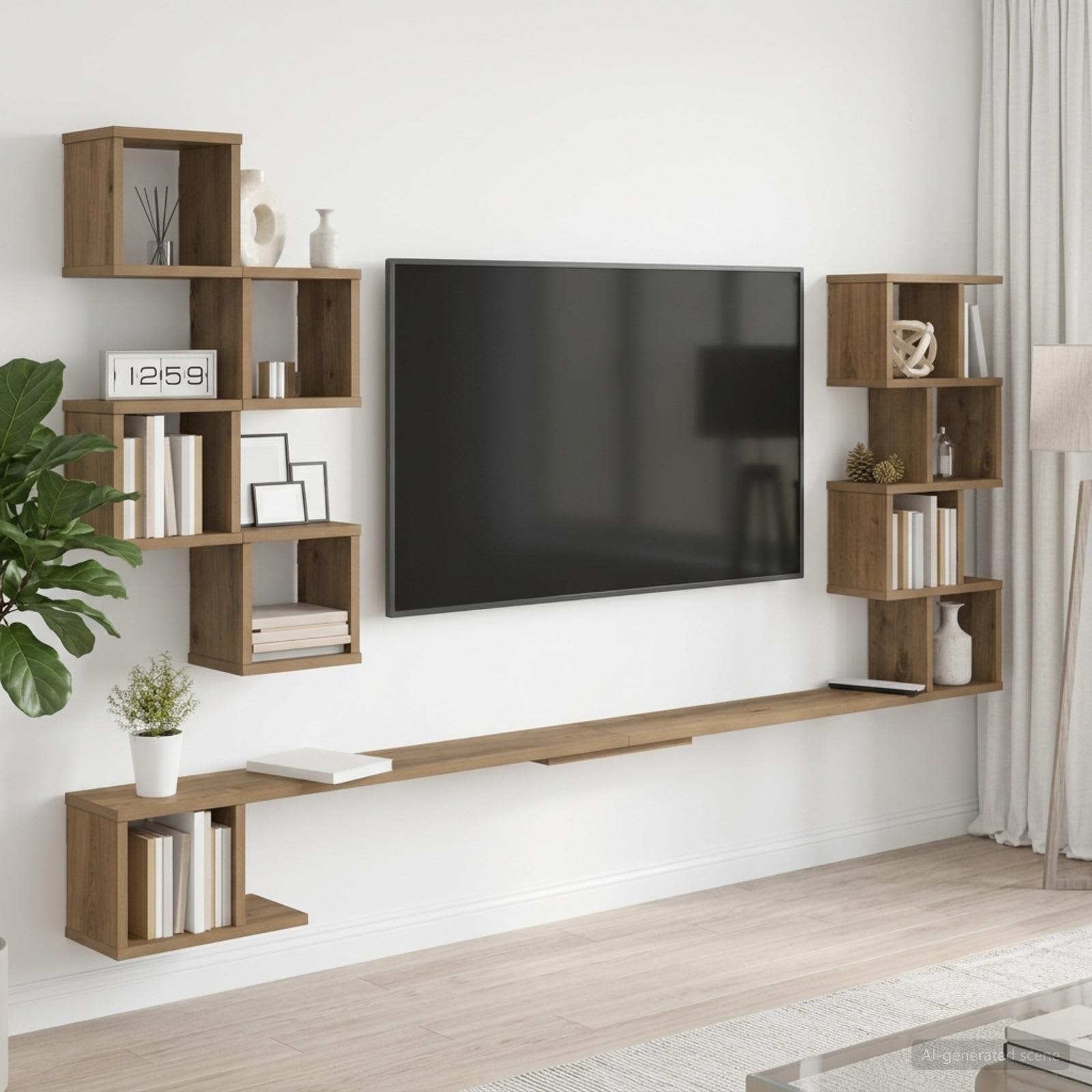 Väggmonterad TV-hylla Artisan-ek 160 x 15 x 94 cm