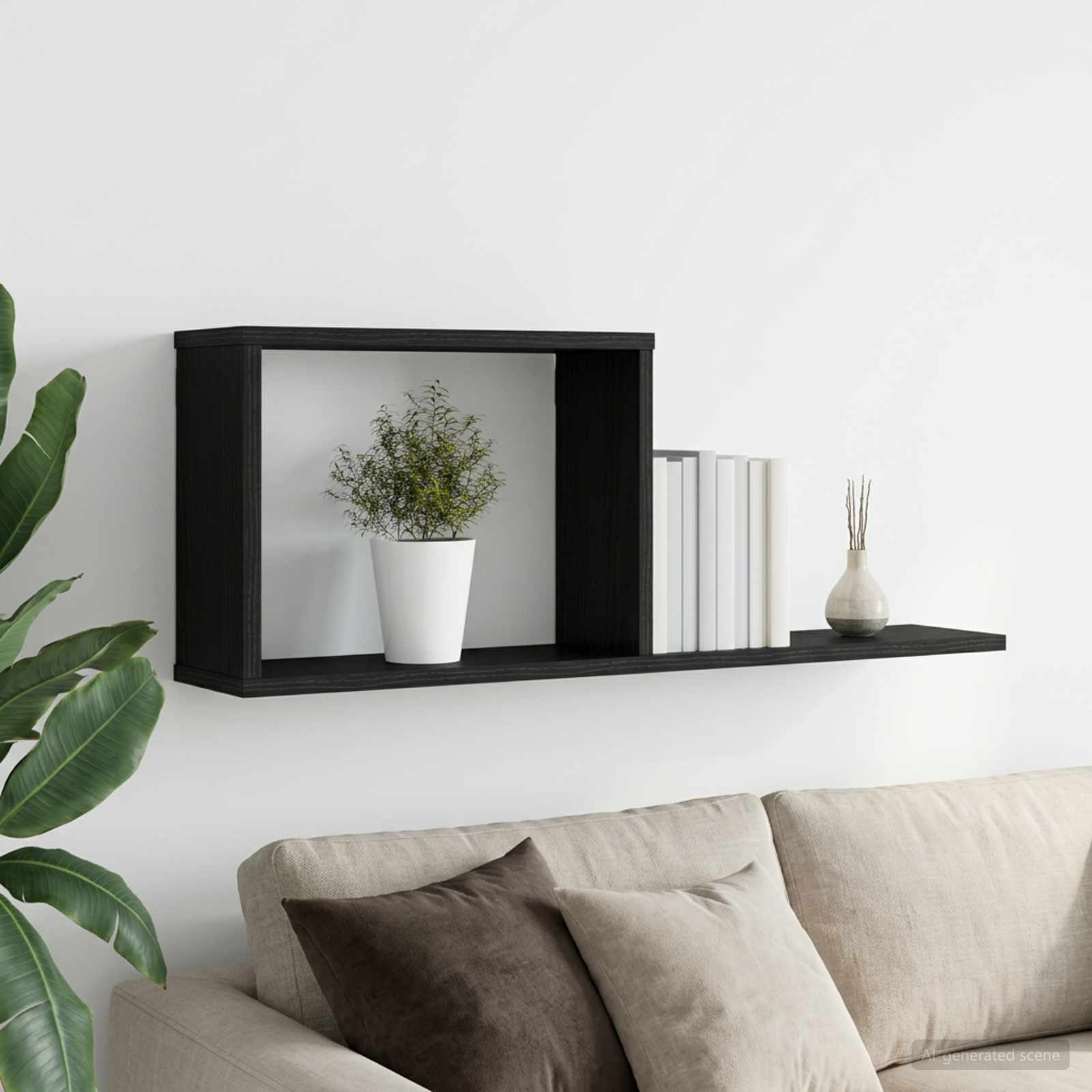 Flytande hyllor Svart ek 80 x 15 x 30 cm Konstruerat trä