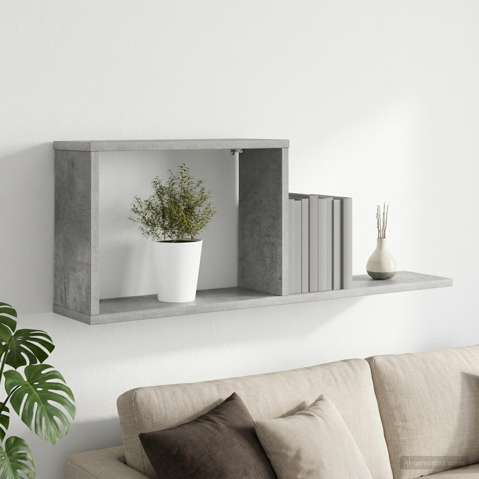 Flytande hyllor Betonggrå 80 x 15 x 30 cm Konstruerat trä