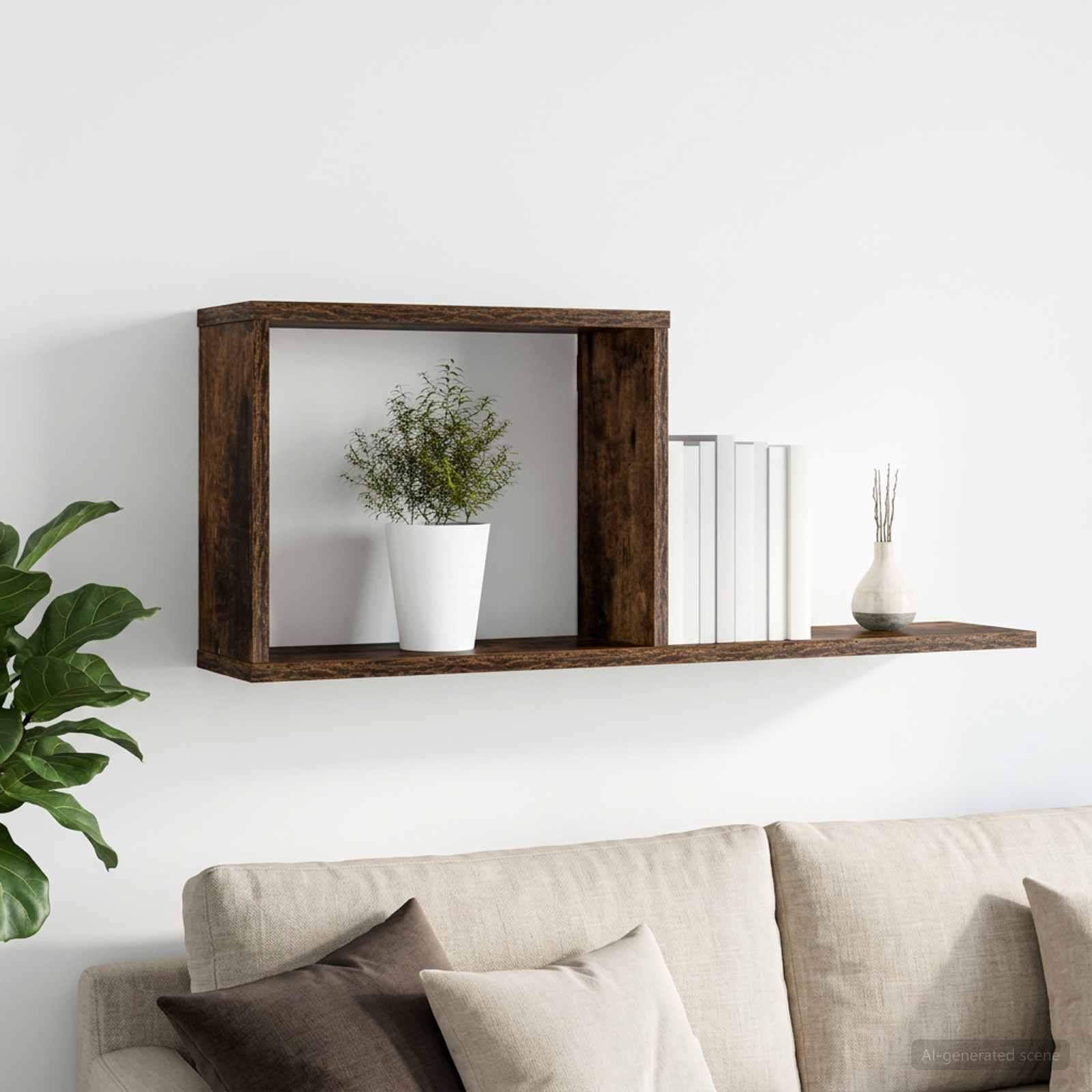 Flytande hyllor Rökt ek 80 x 15 x 30 cm Konstruerat trä