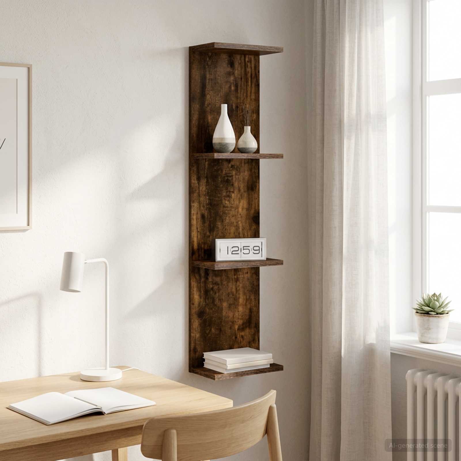 Vägg hylla Rökt ek 25 x 15 x 100 cm Konstruerat trä