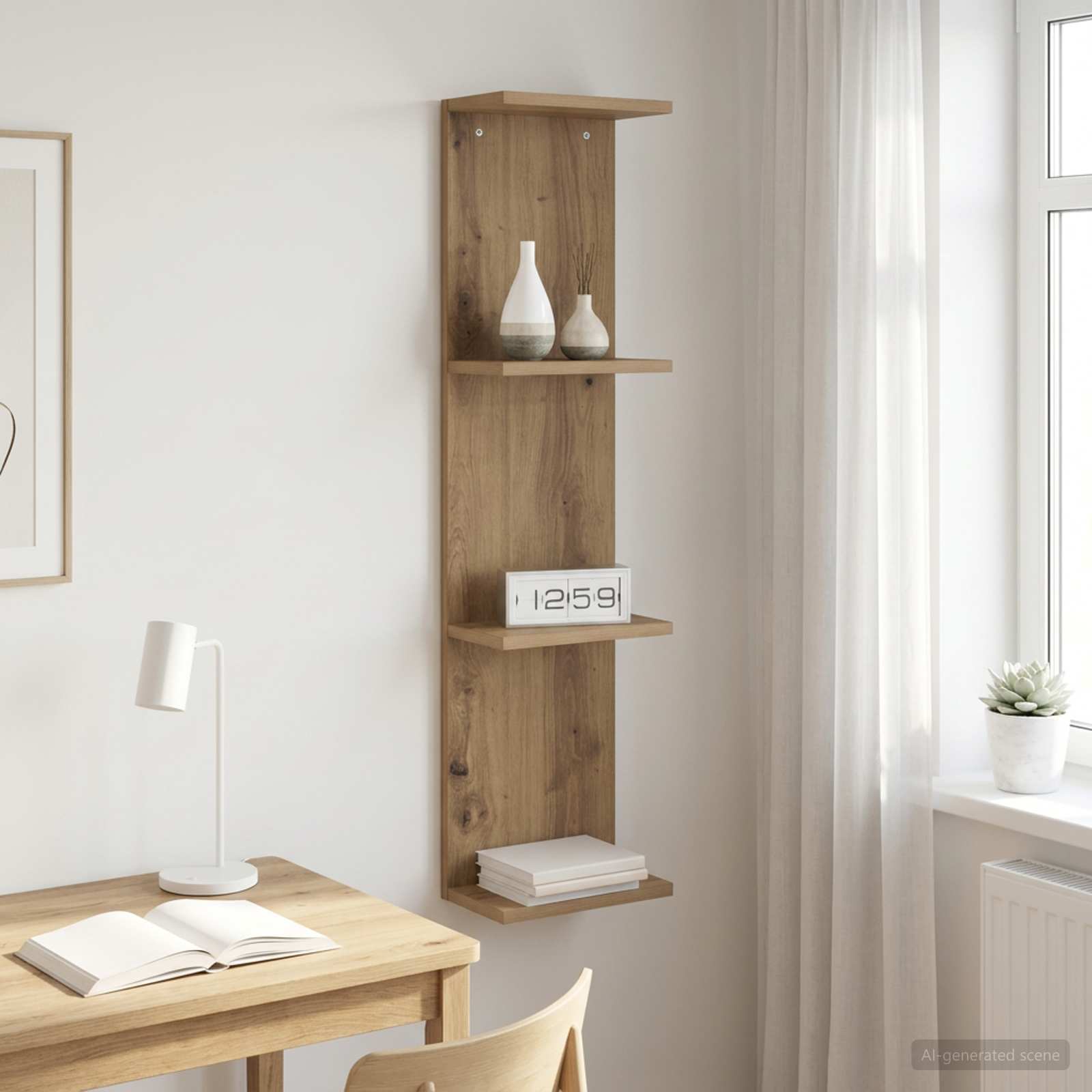 Vägg hylla Artisan-ek 25 x 15 x 100 cm Konstruerat trä