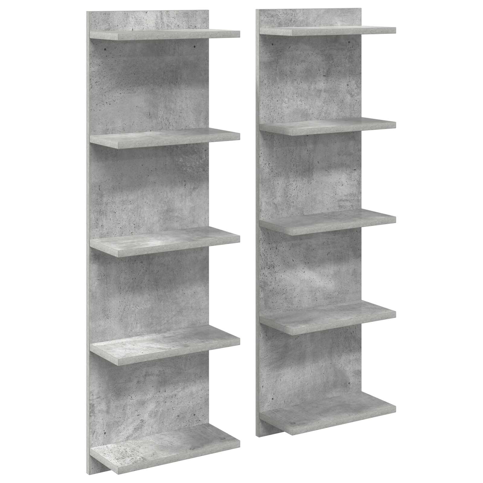 Vägg hylla 2 st Betonggrå 30 x 15 x 100 cm Konstruerat trä