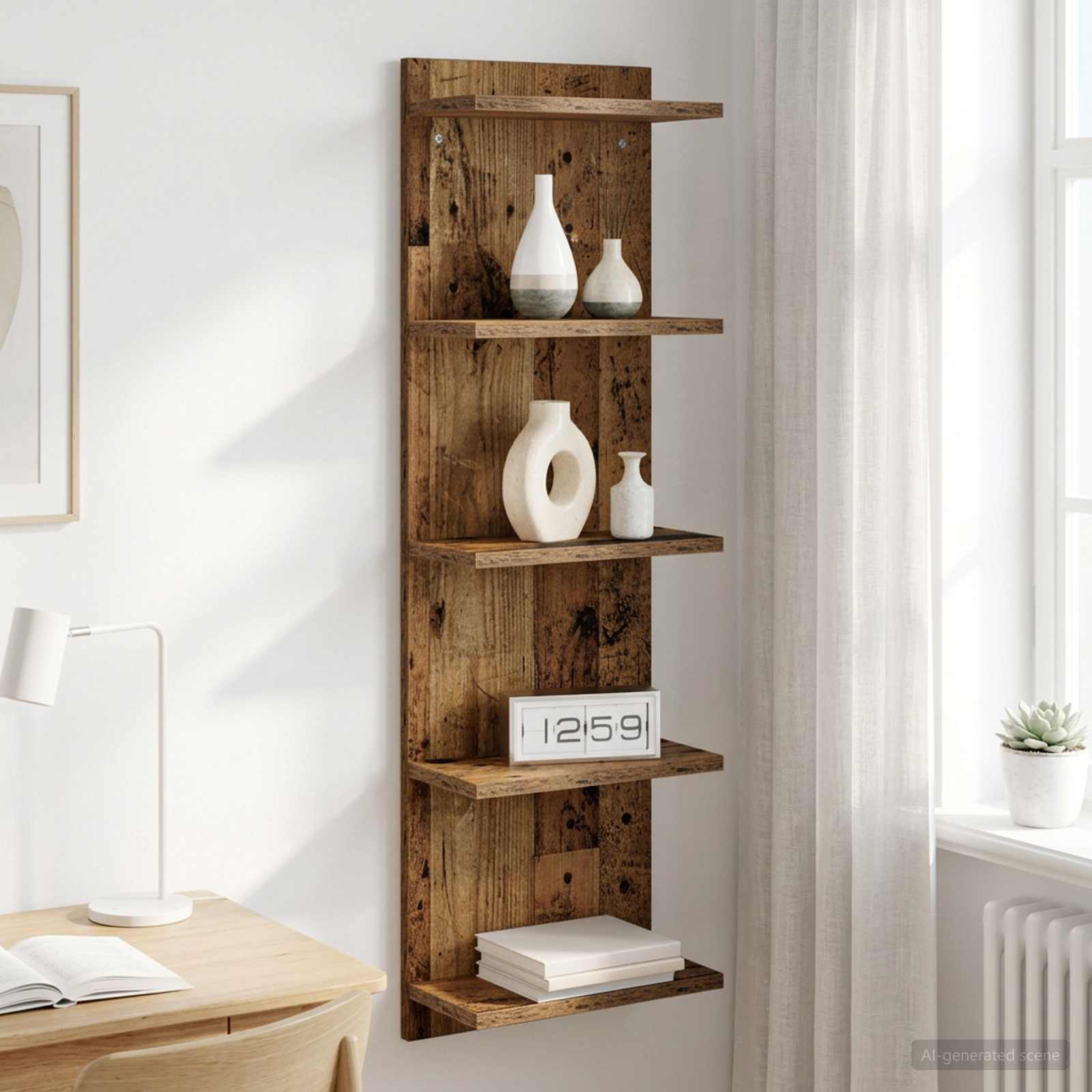 Vägg hylla Gammalt trä 30 x 15 x 100 cm Konstruerat trä