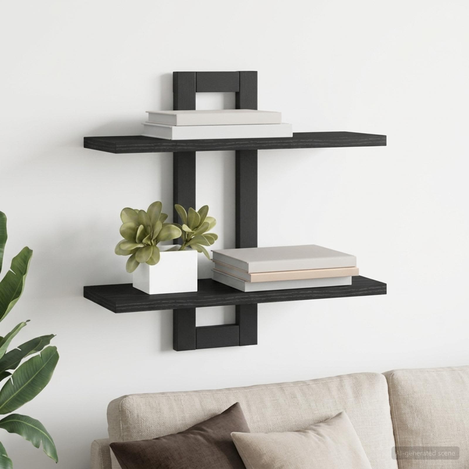 Flytande hyllor Svart ek 40 x 15 x 40 cm Konstruerat trä
