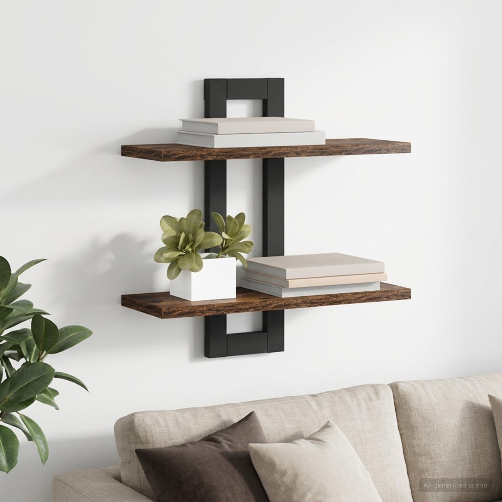 Flytande hyllor Rökt ek 40 x 15 x 40 cm Konstruerat trä