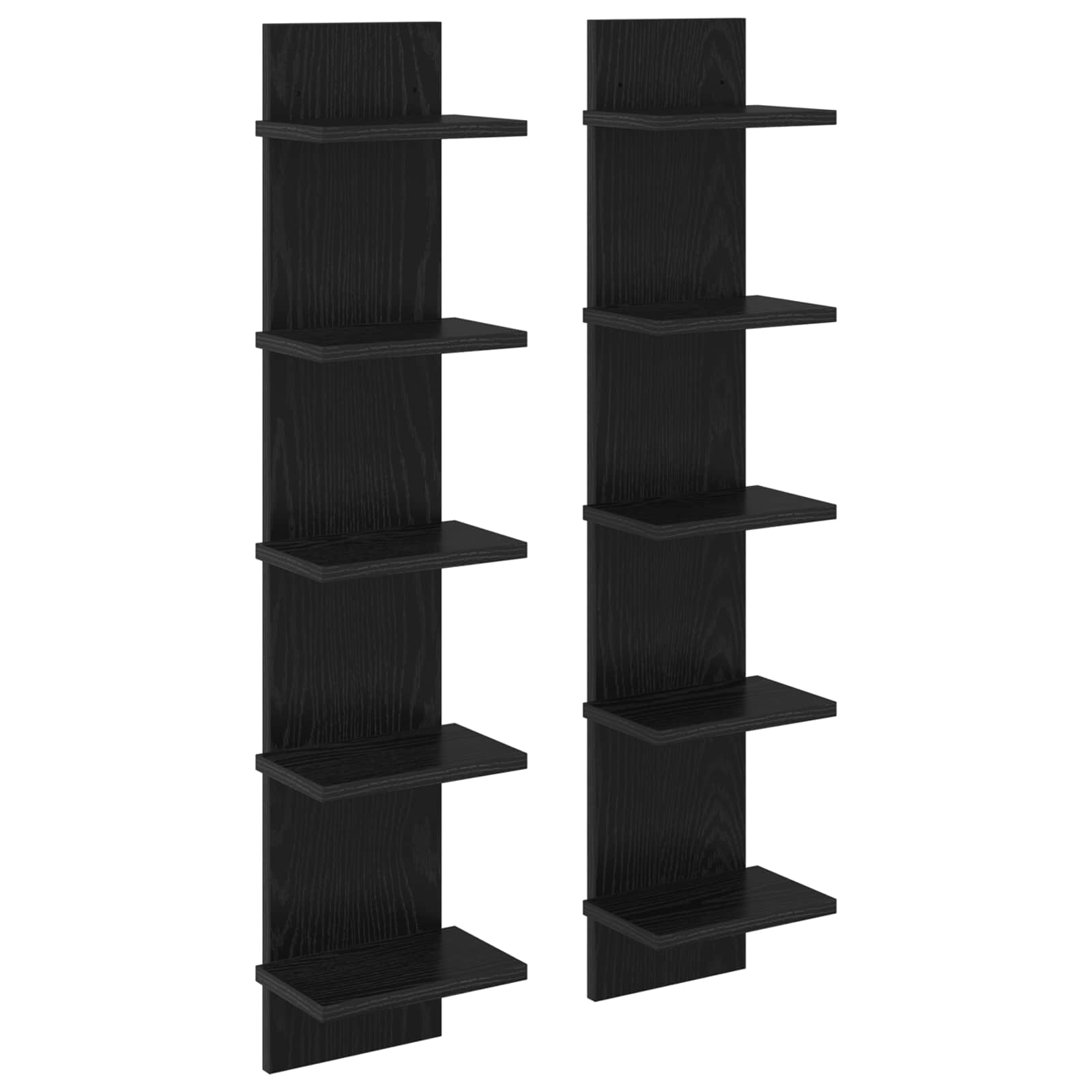 Vägg hylla 2 st Svart ek 22 x 15 x 100 cm Konstruerat trä