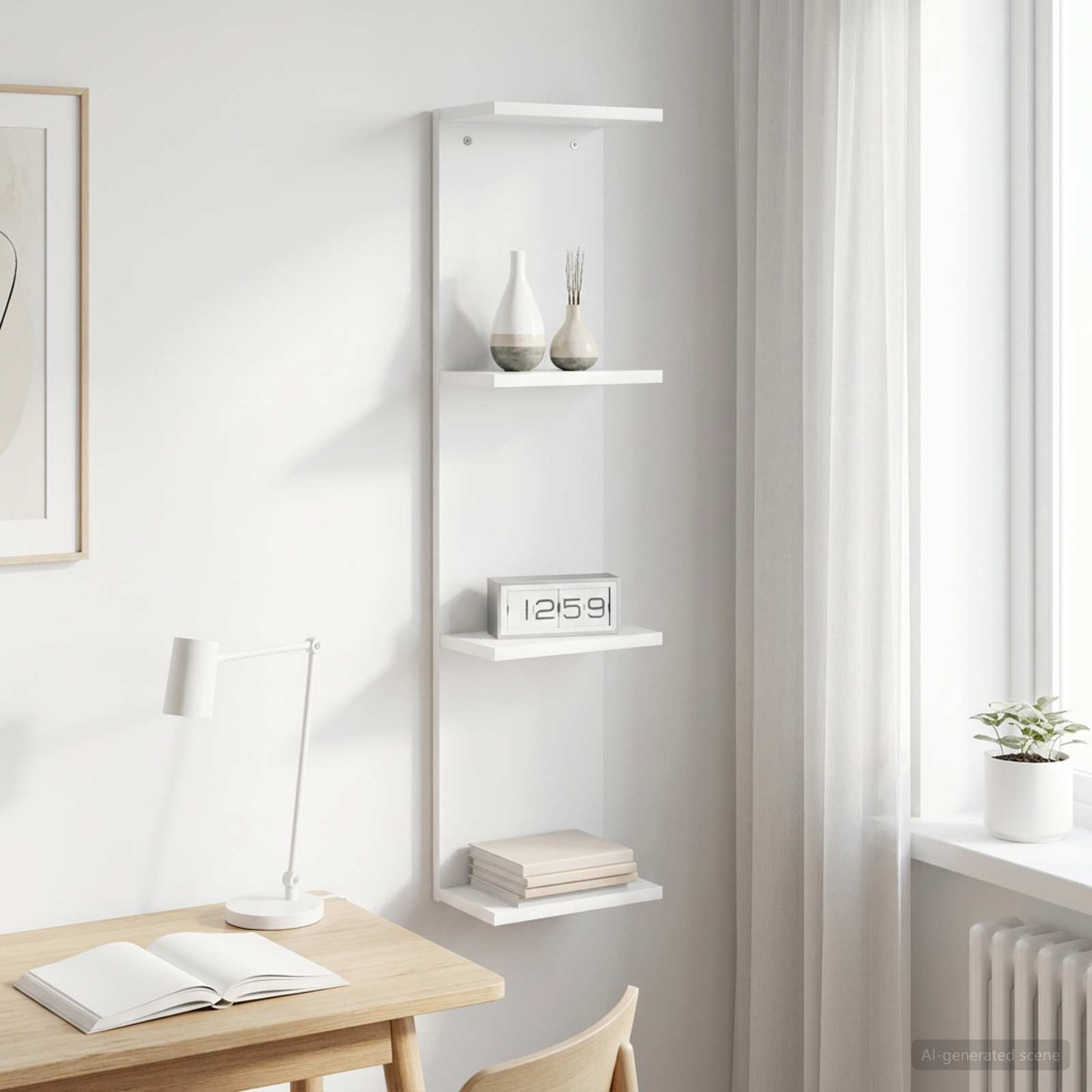 Vägg hylla Vit 22 x 15 x 100 cm Konstruerat trä