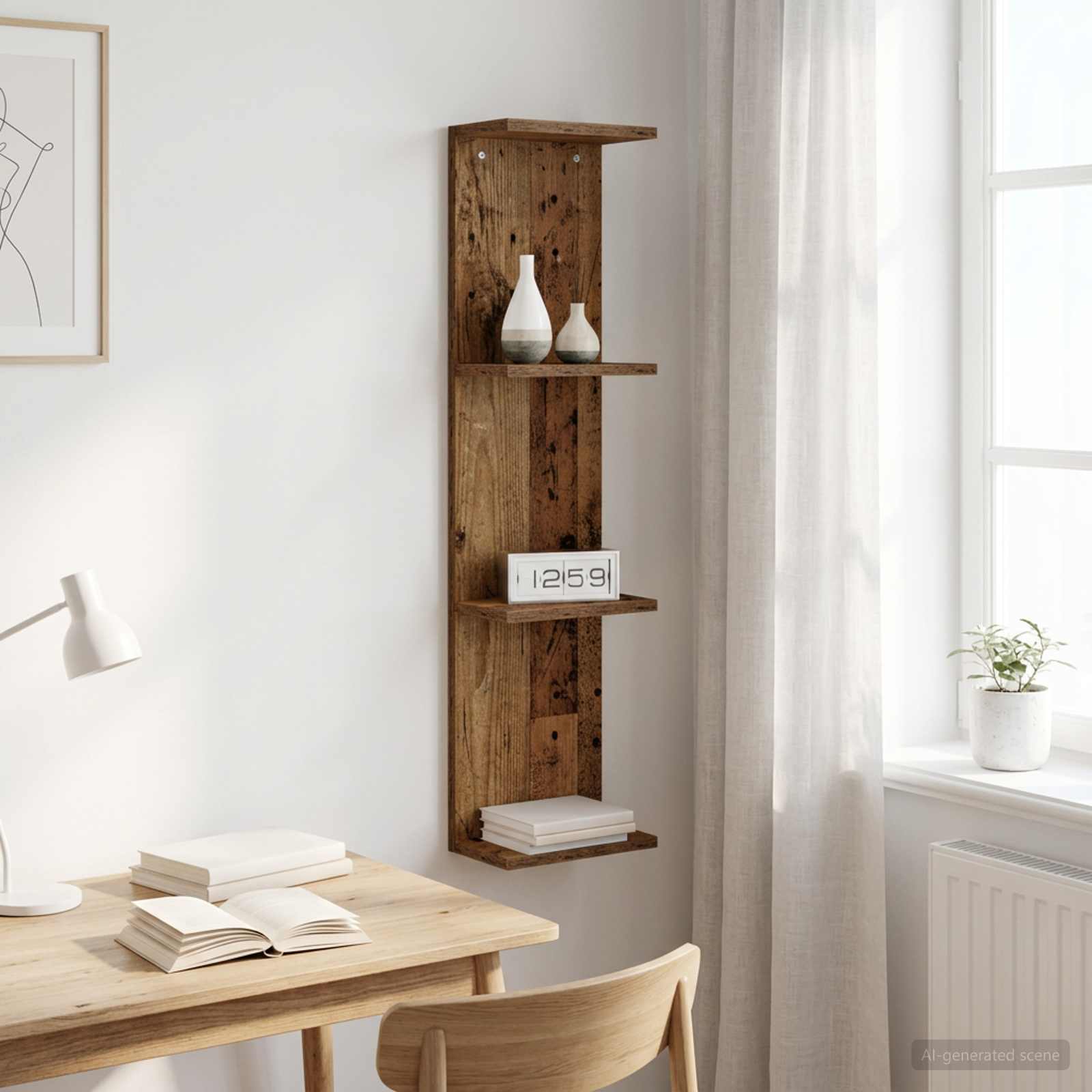 Vägg hylla Gammalt trä 22 x 15 x 100 cm Konstruerat trä