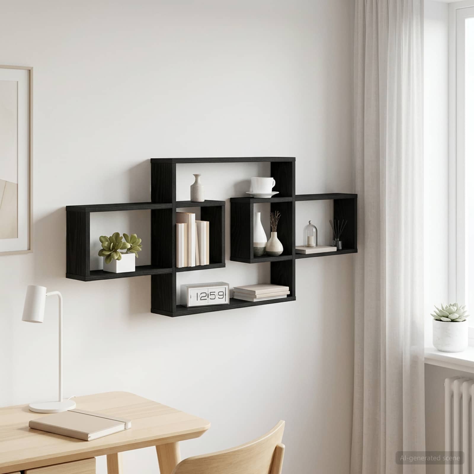 Vägg hylla Svart ek 130 x 10 x 50 cm Konstruerat trä