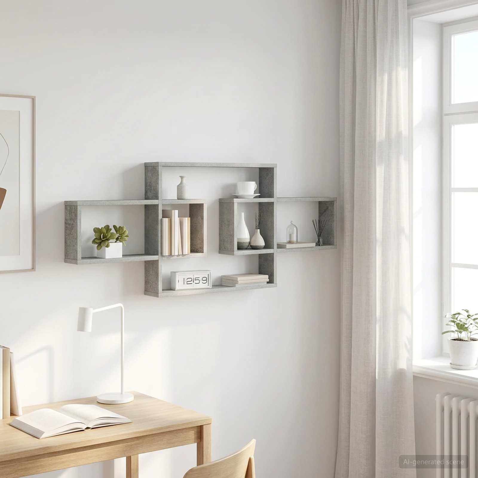 Vägg hylla Betonggrå 130 x 10 x 50 cm Konstruerat trä