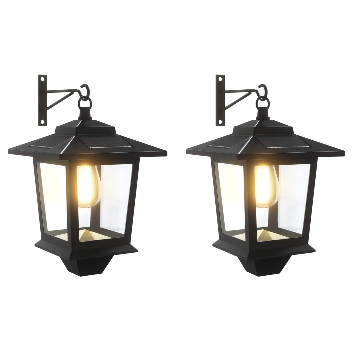 Vägghängd Lampa with LED Bulb 2 st Svart 19 x 14 x 25 cm